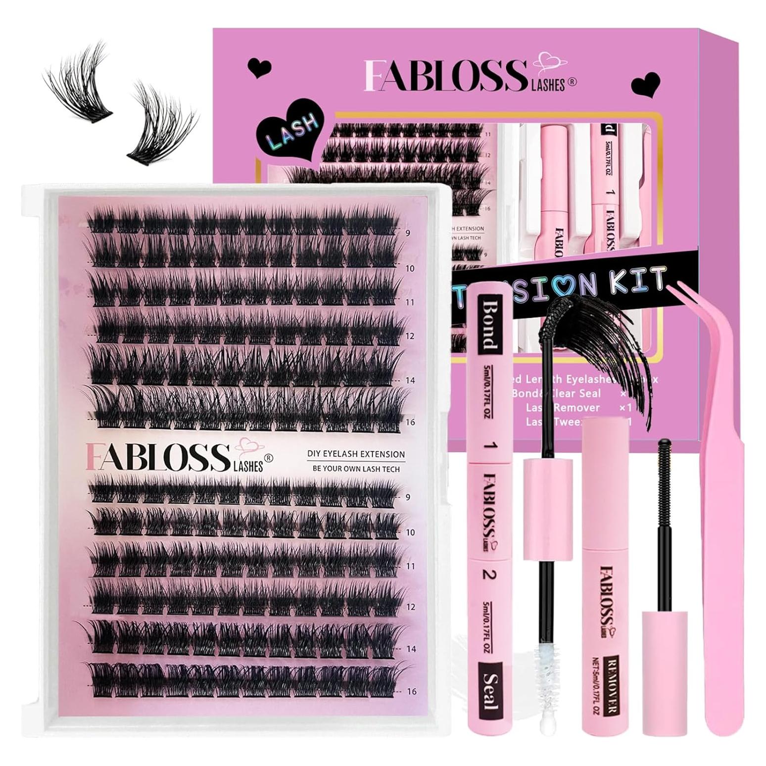 Kit de Extensión de Pestañas Fablosslashes 144Pcs 80D 9-16mm