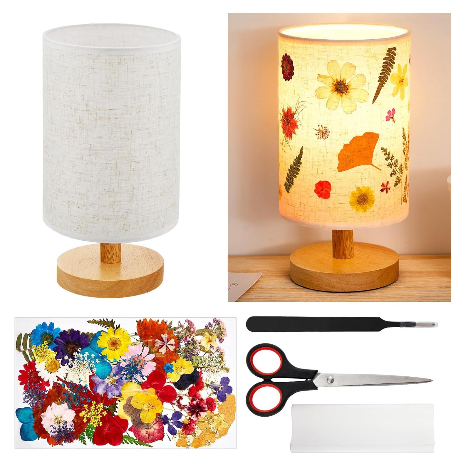 Lámpara de Mesa Vintage Hortsun con Flores Prensadas 21.3x15.2cm