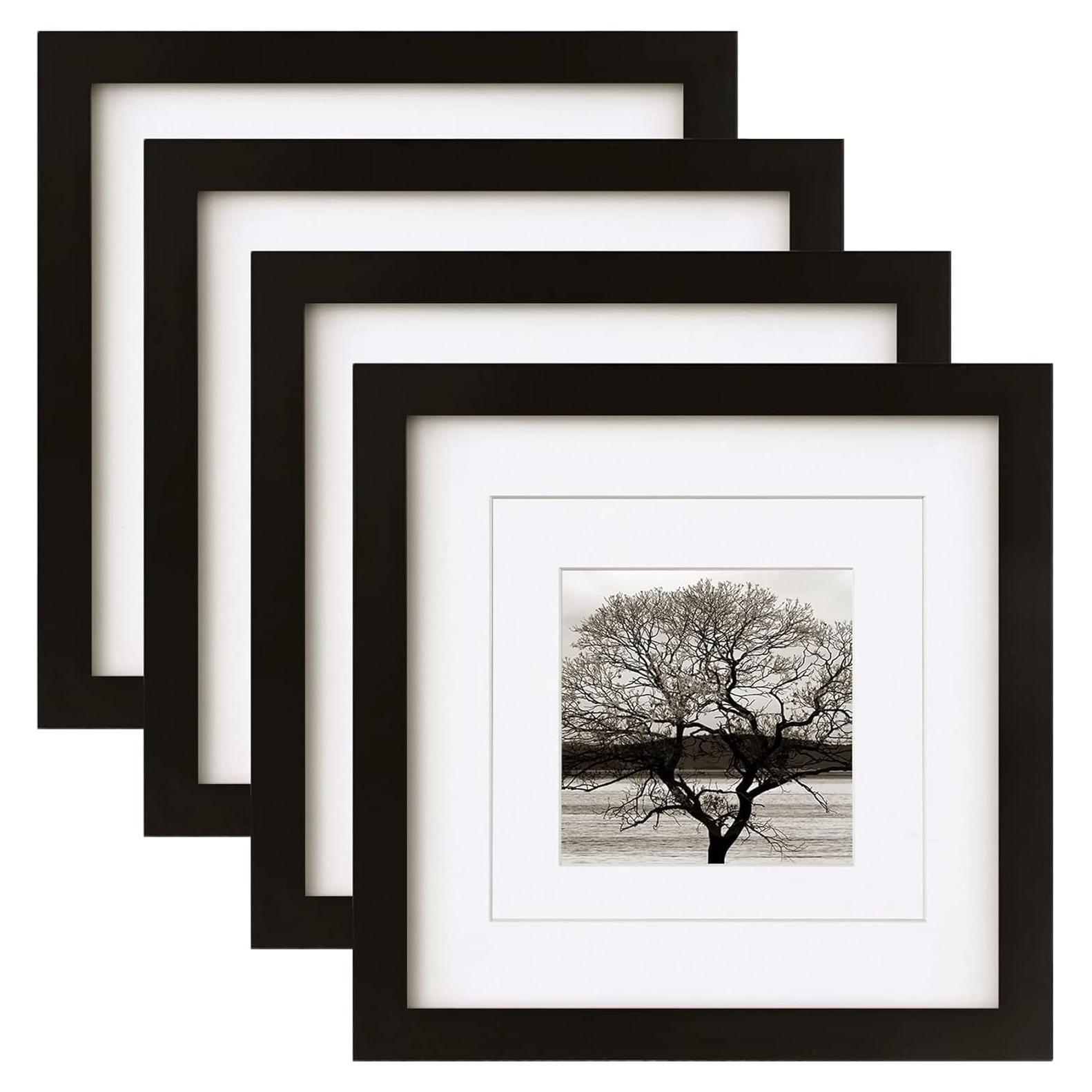 Egofine Marcos de Fotos 22.61x22.61 cm 4 PCS Madera Negra