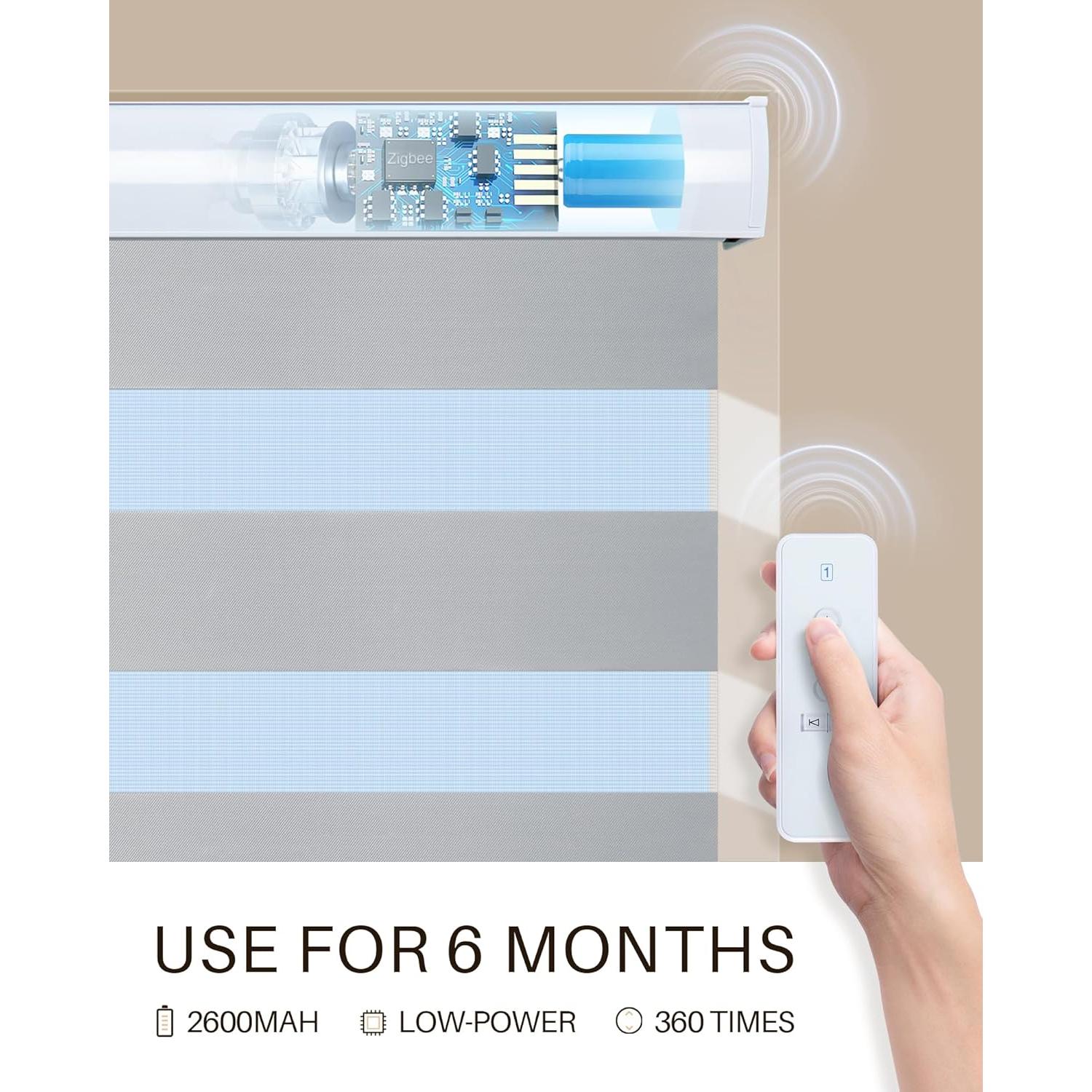 Persianas Zebra Motorizadas JaeJaes 50.8x182.88 cm Gris