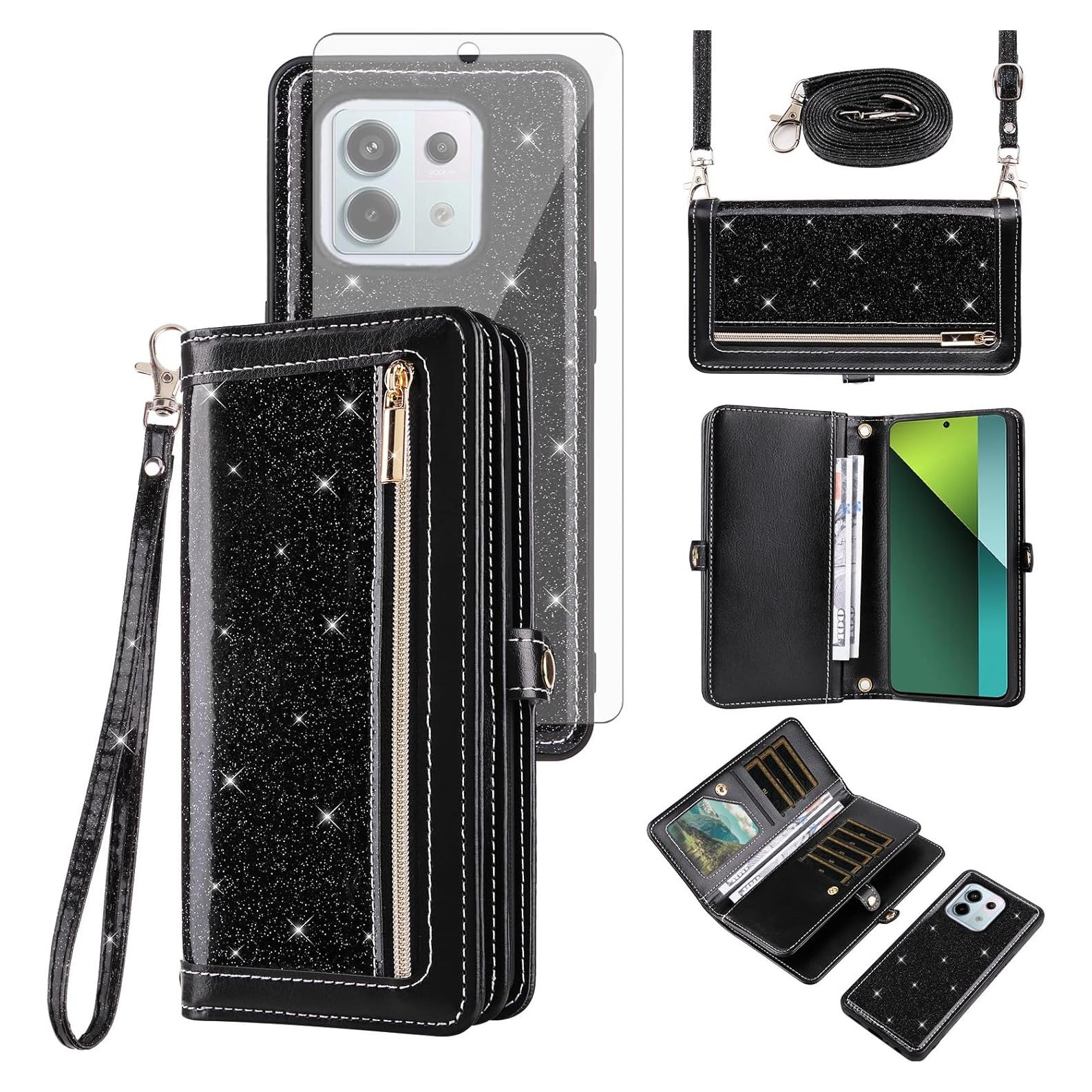 Funda Asuwish para Xiaomi Redmi Note 13 Pro 5G Negra con Cartera