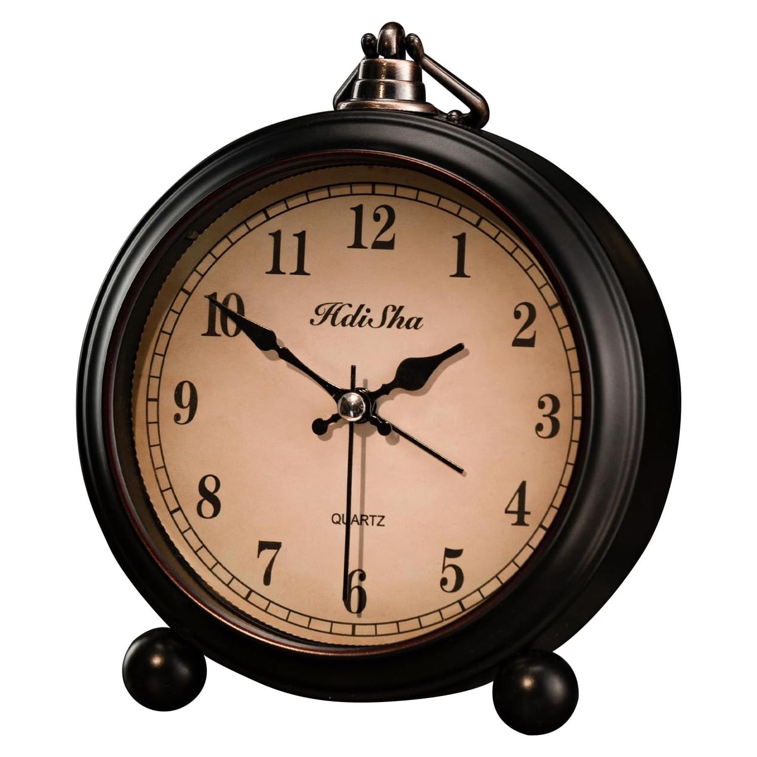 Reloj de Alarma Vintage Hdisha 12.2 cm Silencioso con Luz