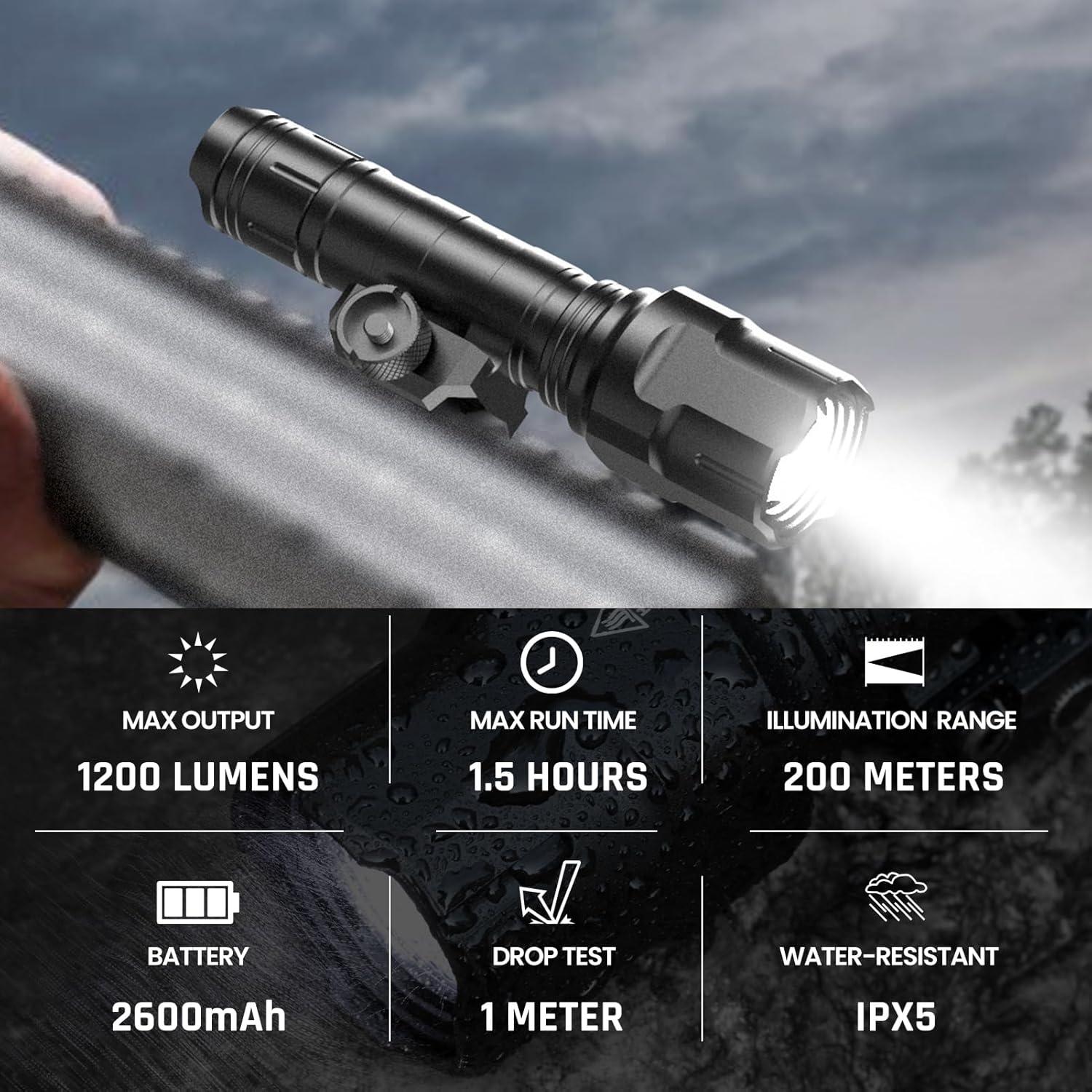 Linterna Táctica Feyachi WL25 1200 Lúmenes LED Picatinny