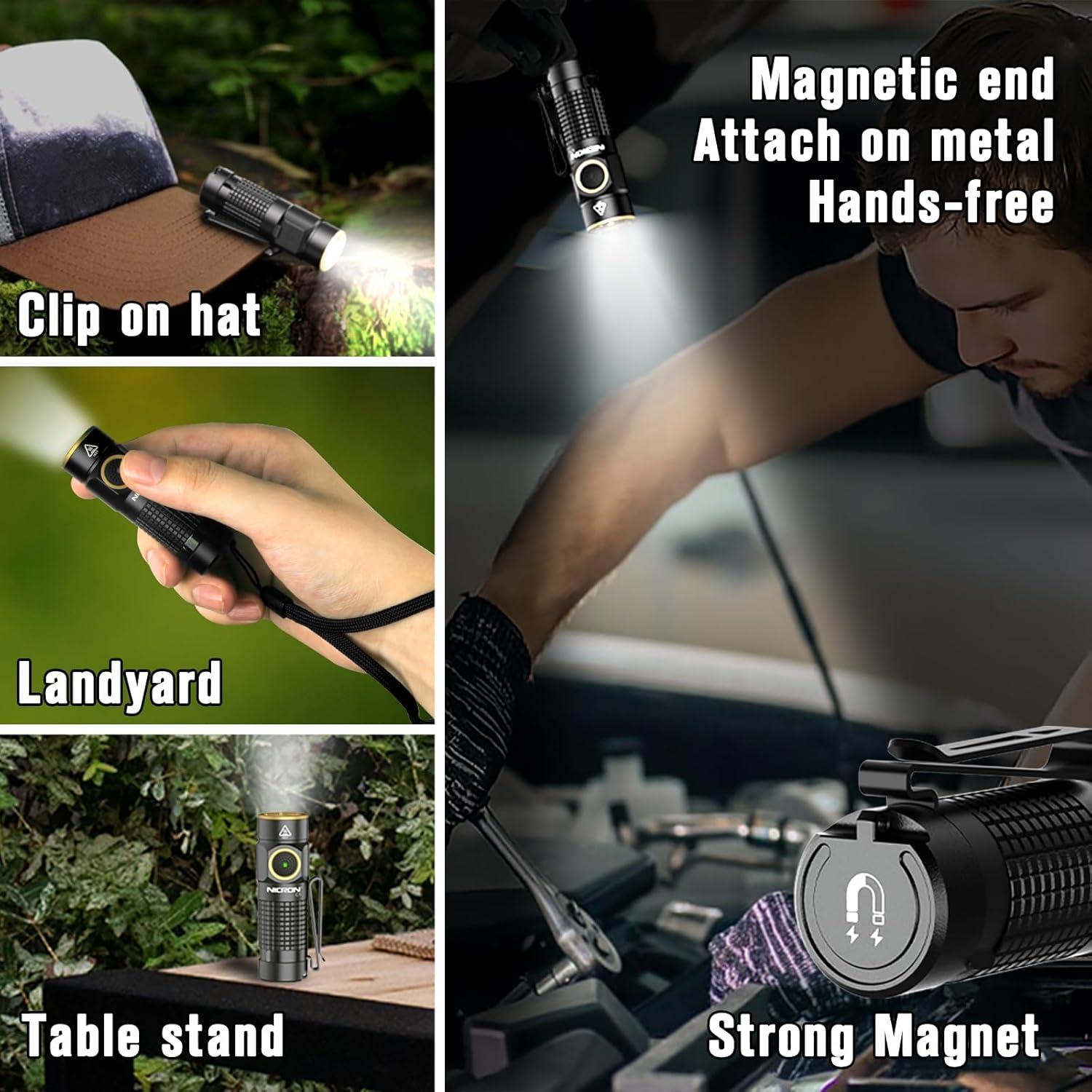 Linterna EDC Recargable NICRON C1 1200 Lúmenes Compacta