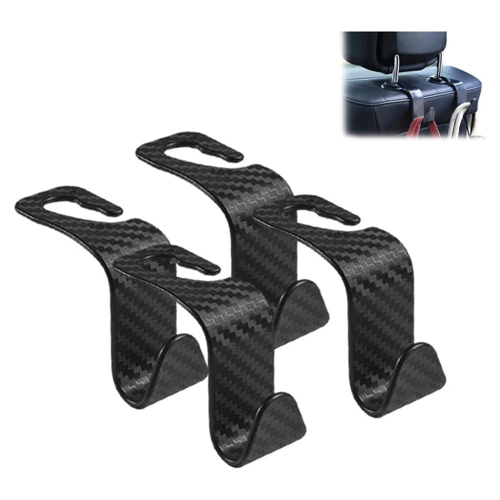 Ganchos para Reposacabezas de Auto Biyrly - Paquete de 4 Negro