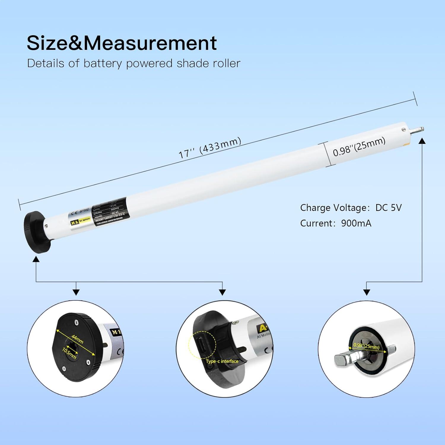 Persianas Motorizadas MING CHEN 20x72 cm Opacas Control Remoto