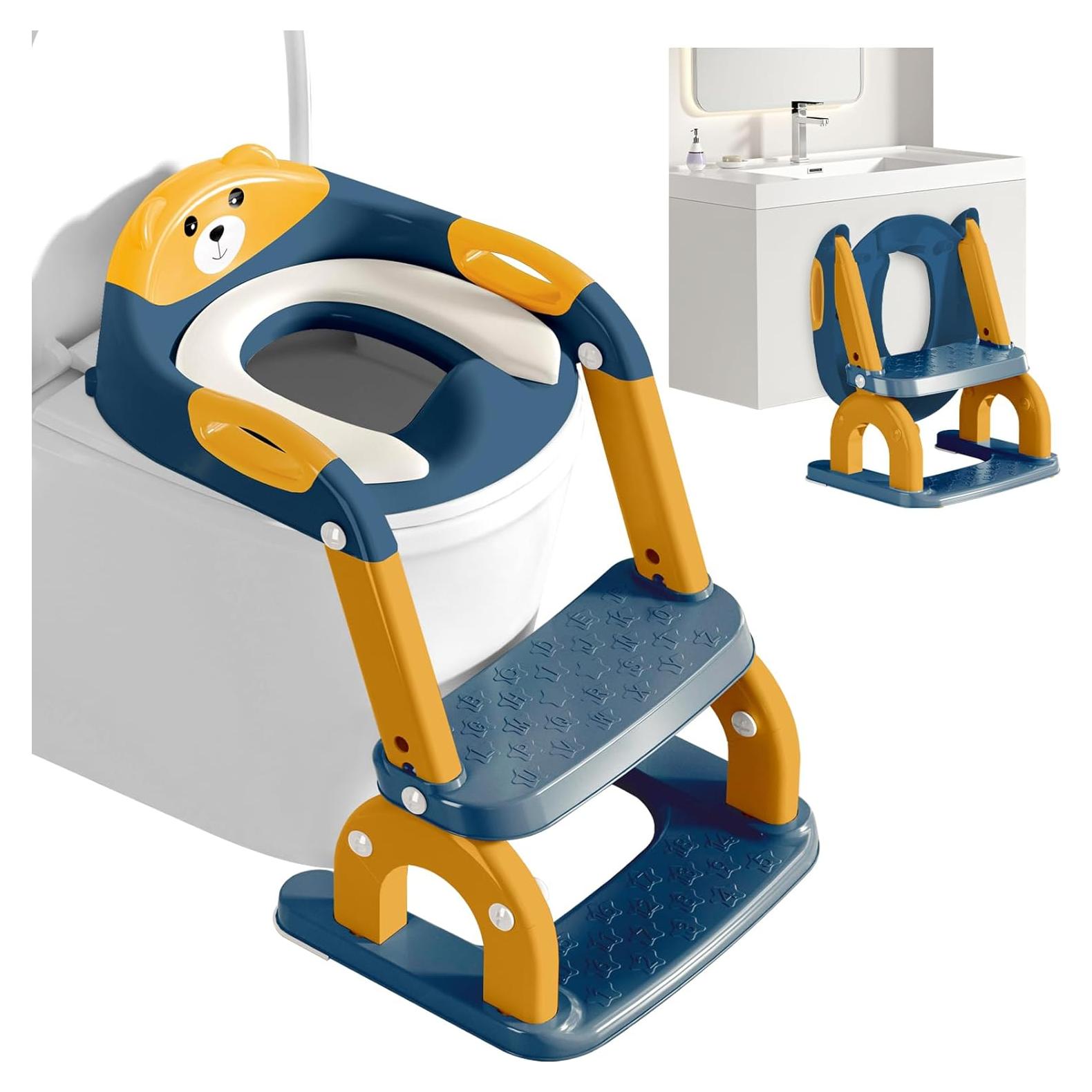 Asiento de Entrenamiento para Baño Kimitimi 2-en-1 Azul Oscuro