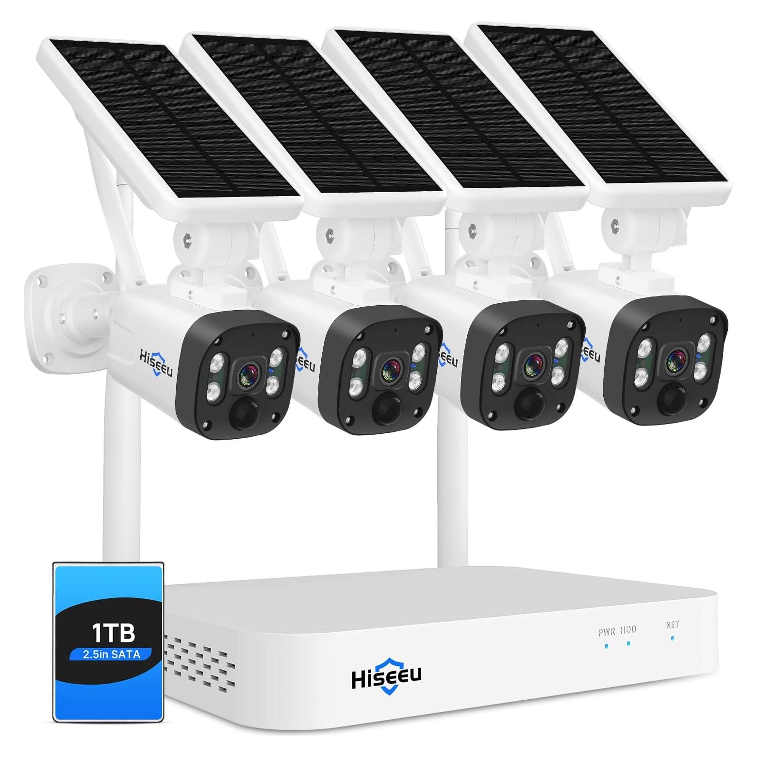 Sistema de Cámara de Seguridad Inalámbrica Solar Hiseeu 4MP 1TB