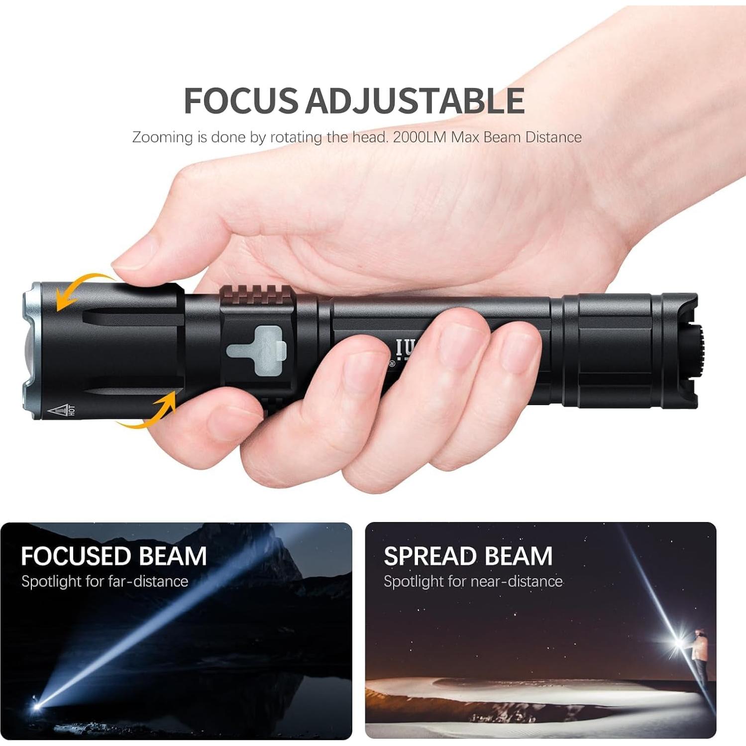 Linterna Táctica Recargable Feyachi FL26 2000 Lúmenes USB-C