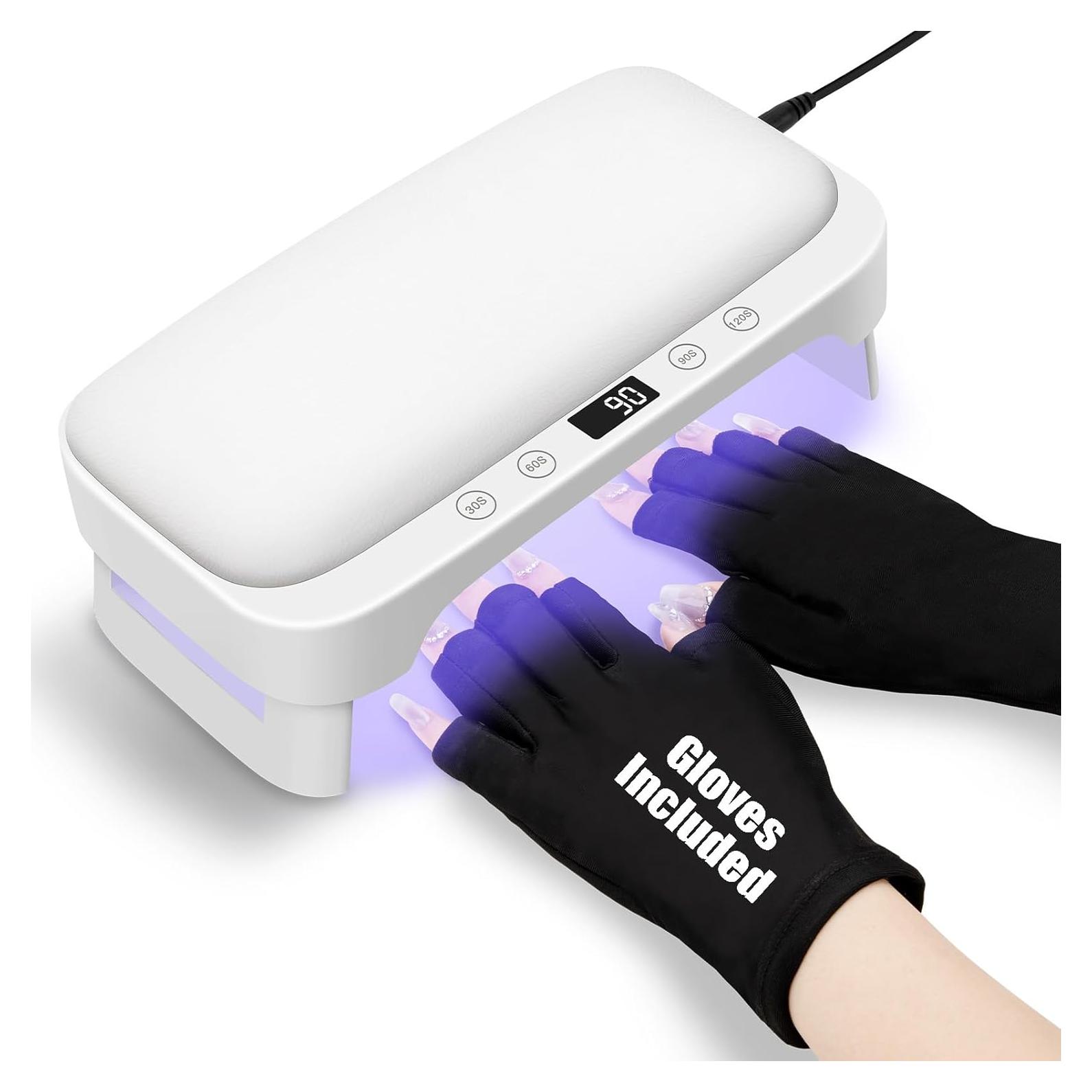 Lámpara de Uñas UV Madenia con Reposabrazos y Guantes, 25cm