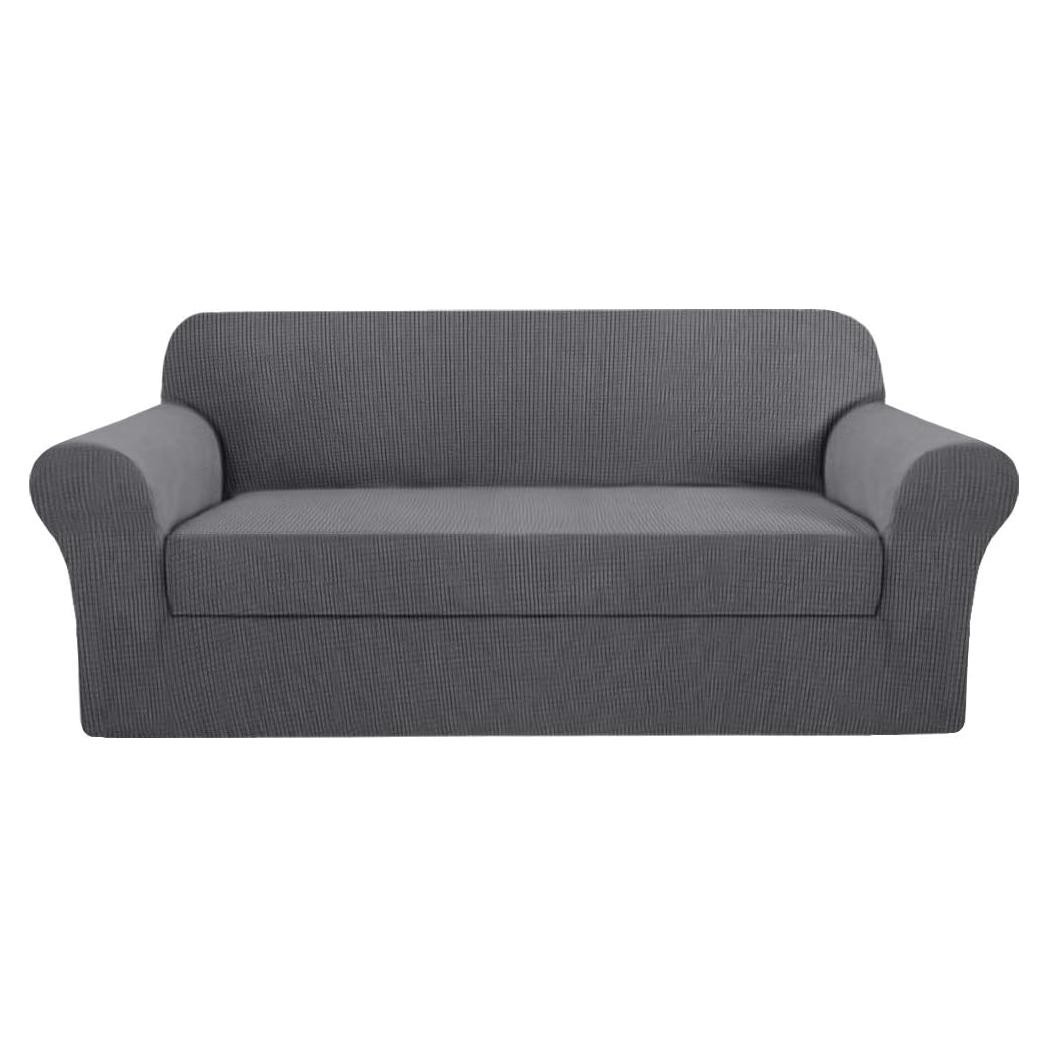 Funda de Sofá 2 Piezas H.VERSAILTEX Gris Carbón Ajuste Perfecto