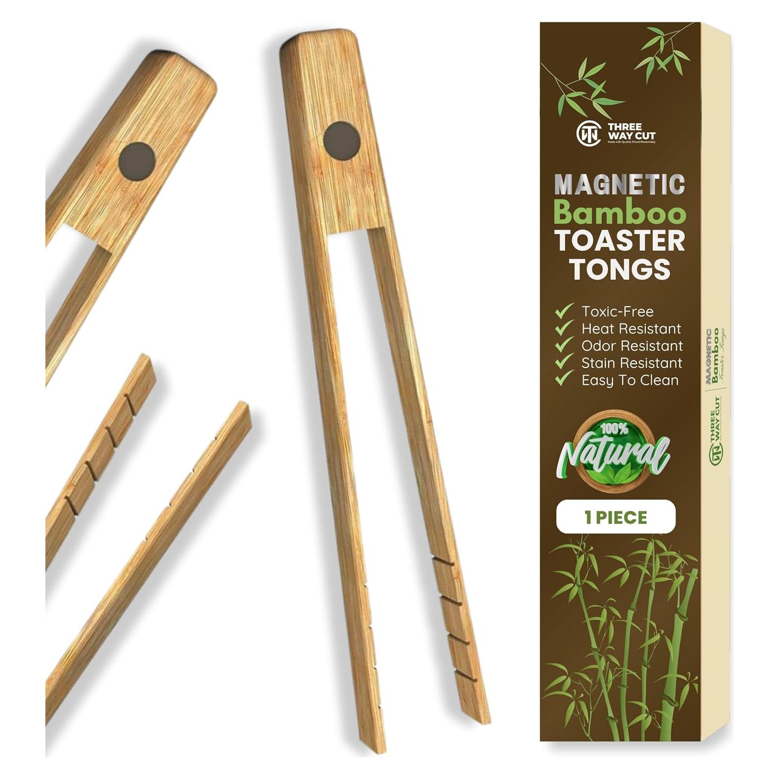 Pinzas para Tostadora con Imán Three Way Cut 20 cm Bambú