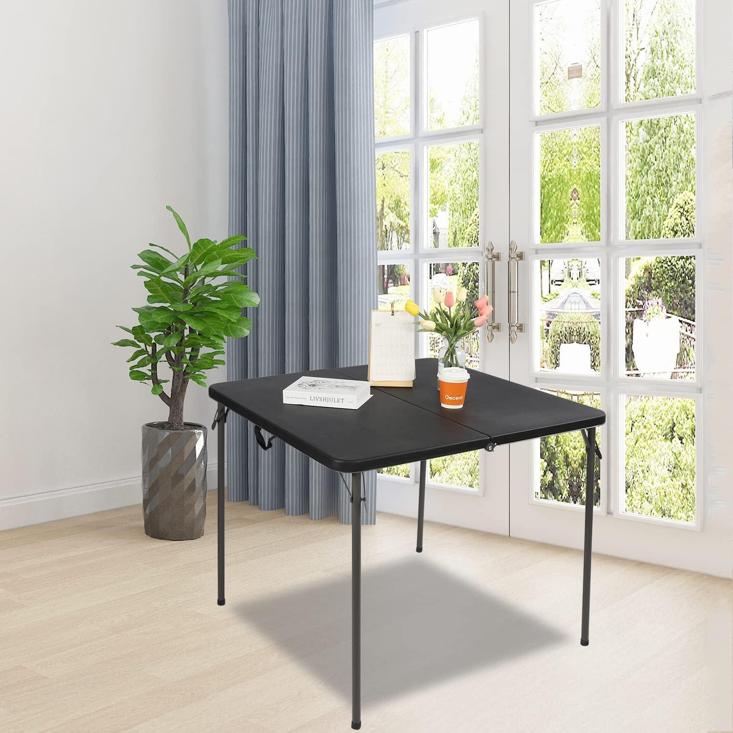 Mesa Plegable Cuadrada REDCAMP 86 cm Resina Negra para 4 Personas