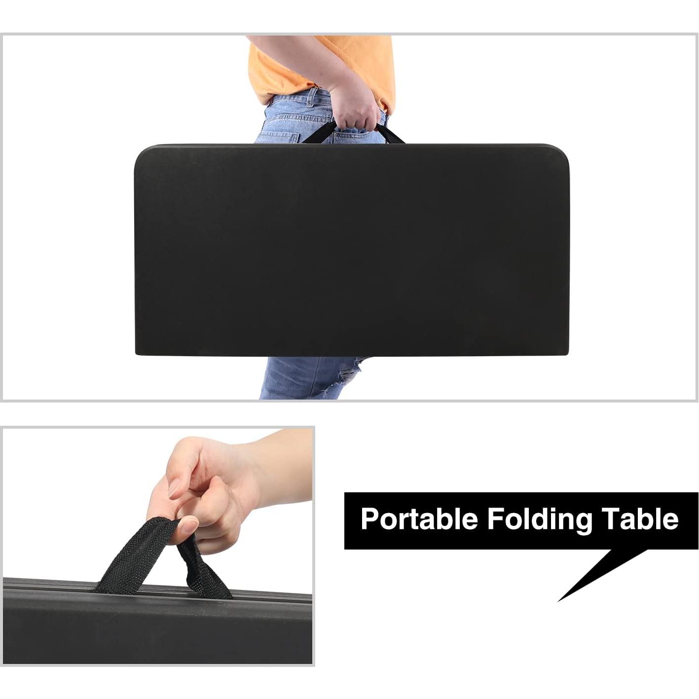 Mesa Plegable Cuadrada REDCAMP 86 cm Resina Negra para 4 Personas