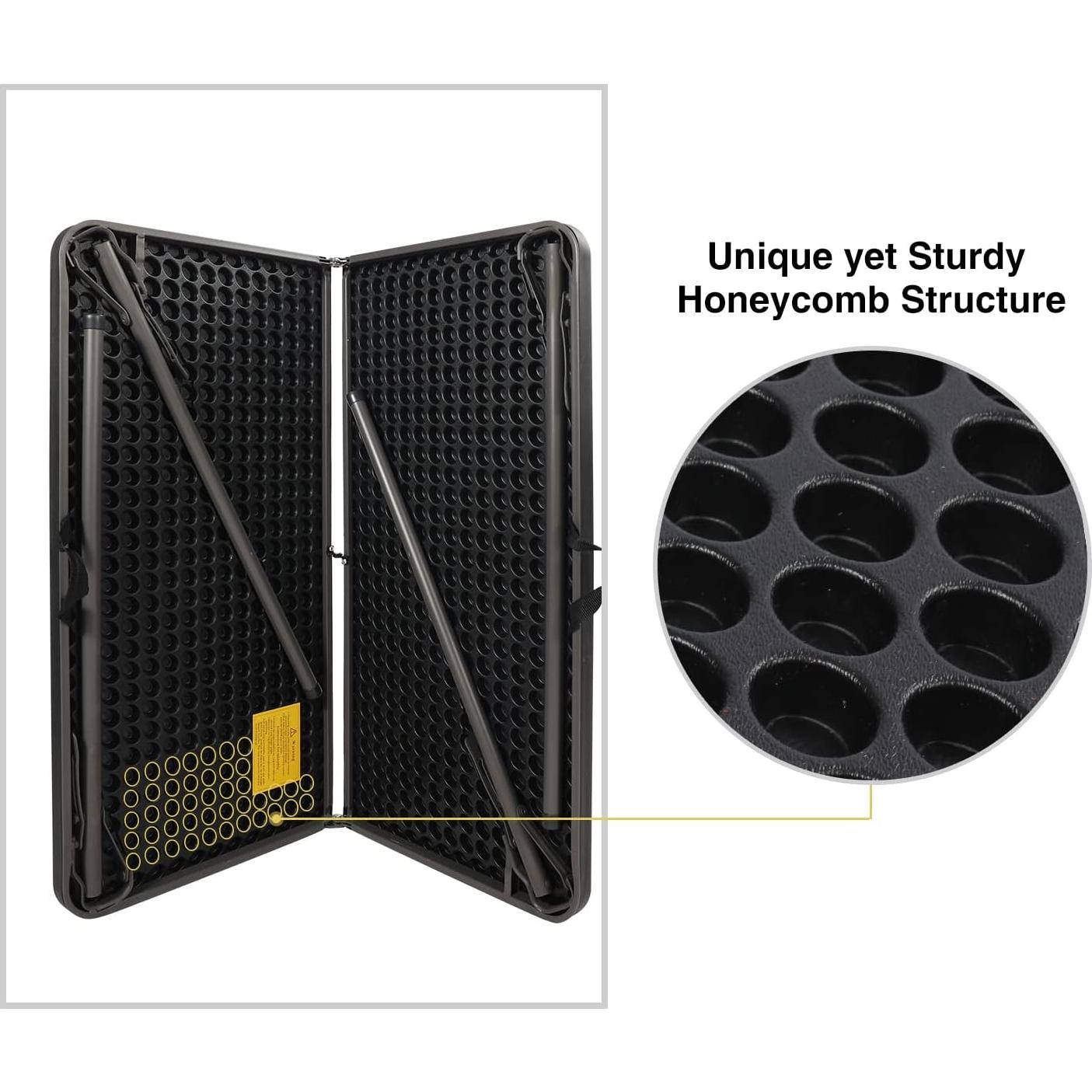 Mesa Plegable Cuadrada REDCAMP 86 cm Resina Negra para 4 Personas