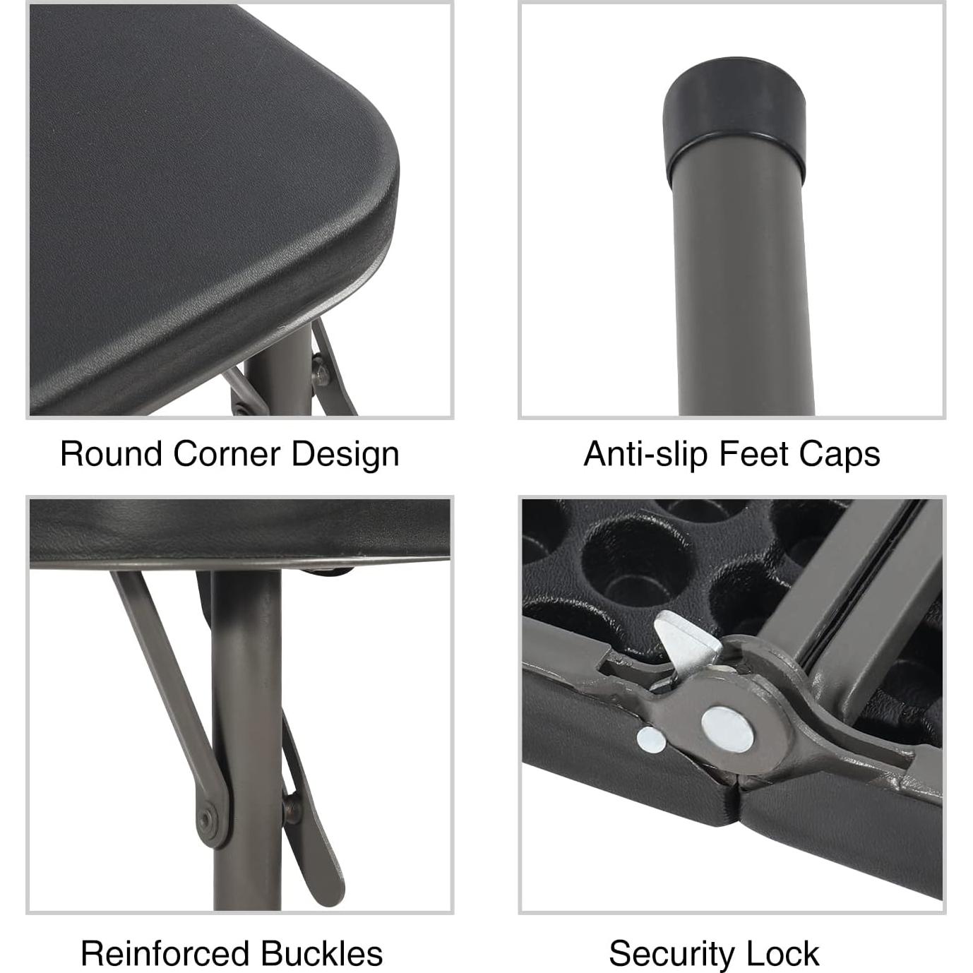 Mesa Plegable Cuadrada REDCAMP 86 cm Resina Negra para 4 Personas