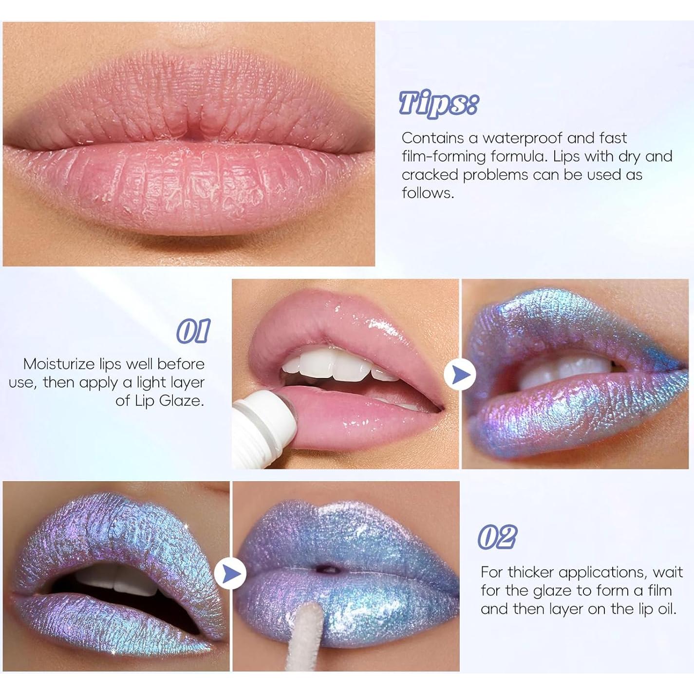 Brillo de Labios Holográfico Camaleón Azul 25g - Larga Duración