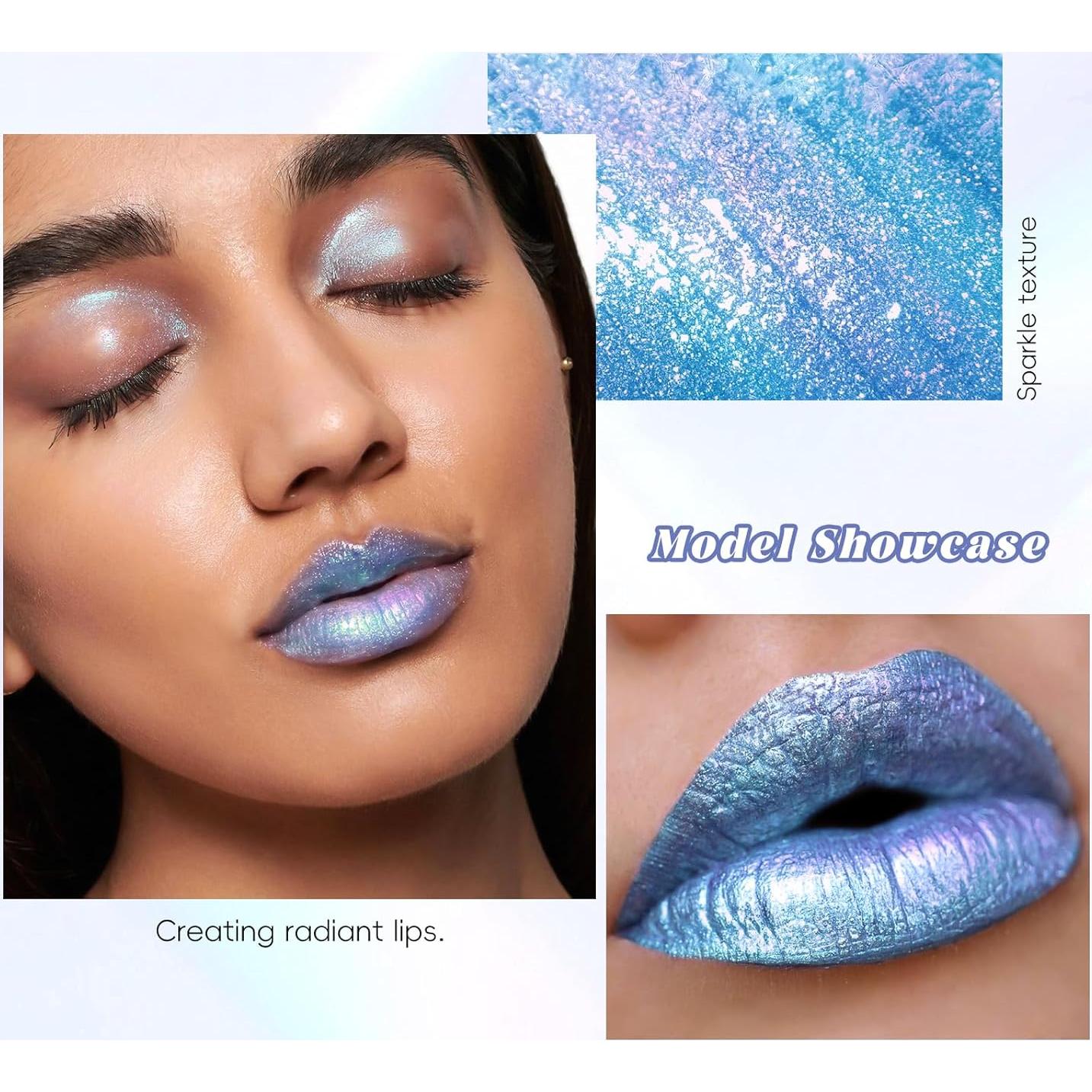 Brillo de Labios Holográfico Camaleón Azul 25g - Larga Duración