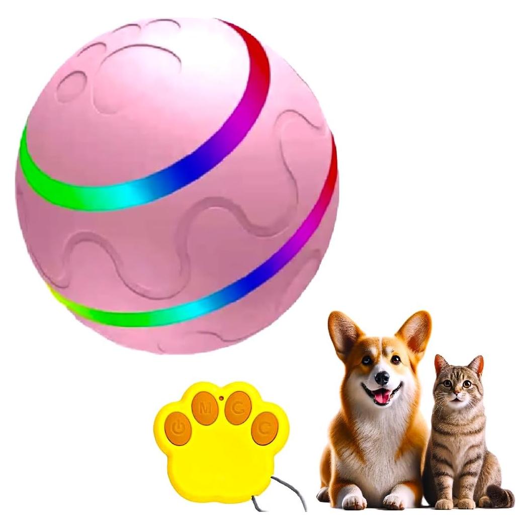 Pelota Rebotadora LED Rosa para Perros y Gatos - Juguete Interactivo