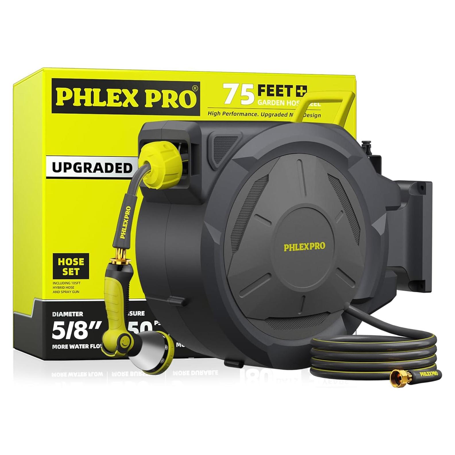 Carrete de Manguera de Jardín PHLEX PRO 22.86 m Automático Pared