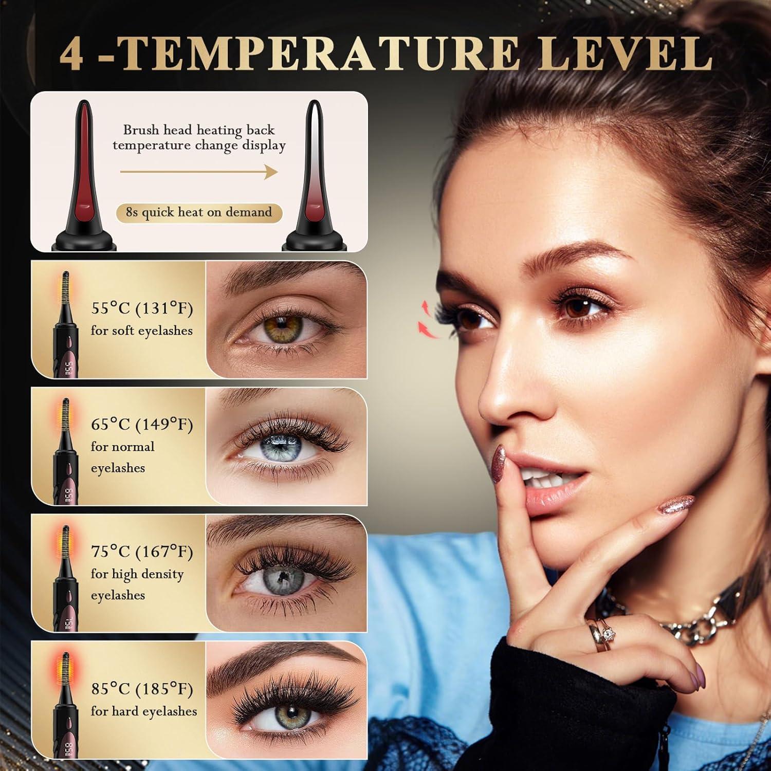 Rizador de Pestañas Eléctrico Morevee Negro 4 Modos 24h