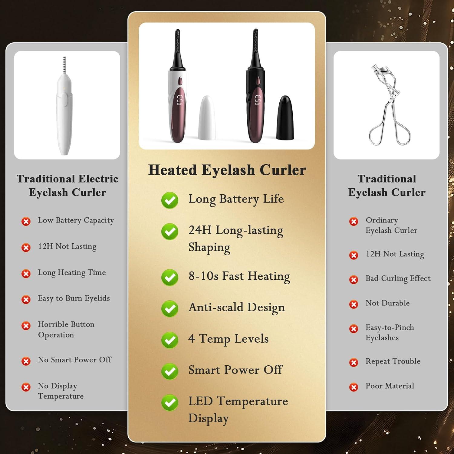 Rizador de Pestañas Eléctrico Morevee Negro 4 Modos 24h