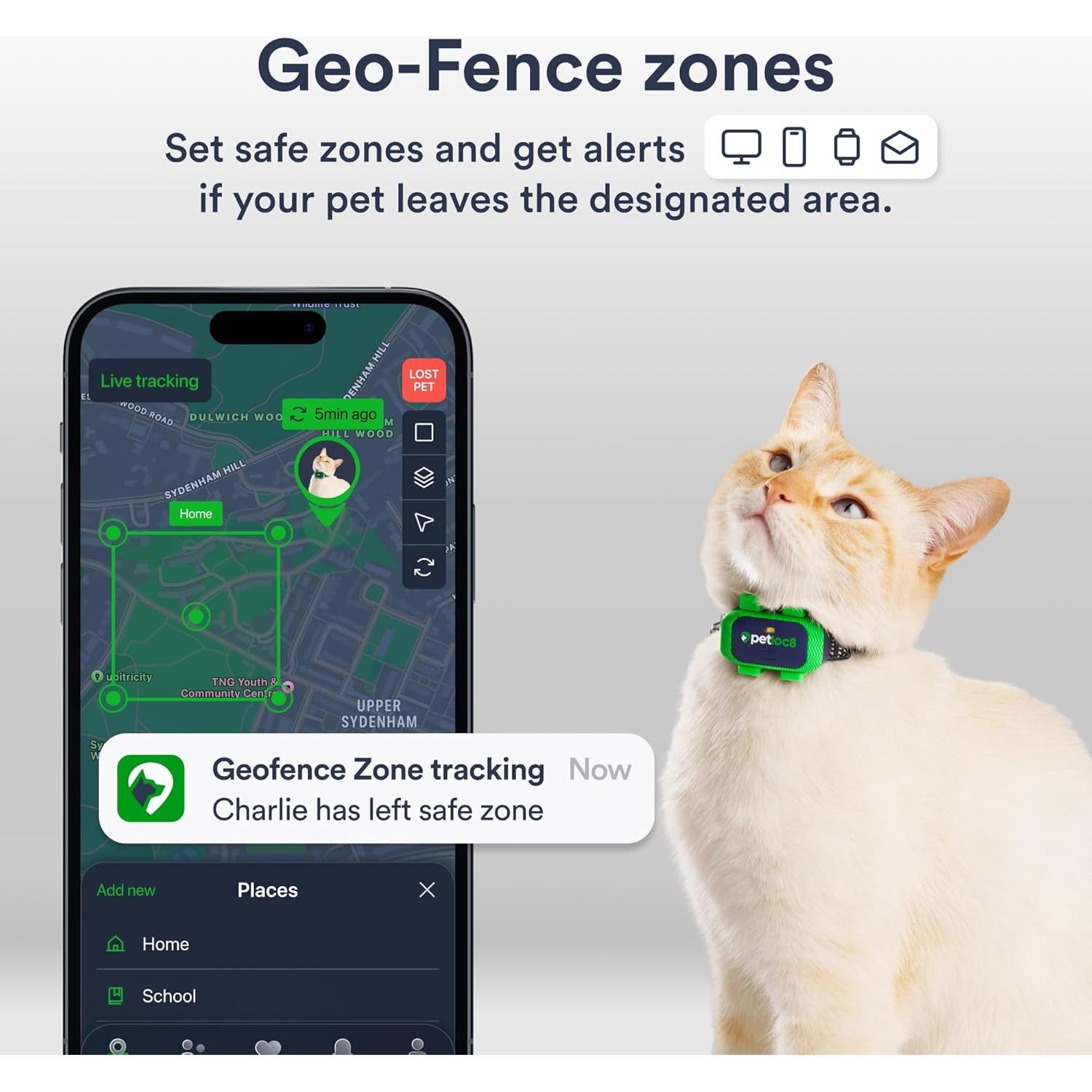 Rastreador GPS para Gatos Petloc8 - Impermeable, 4G, Ligero