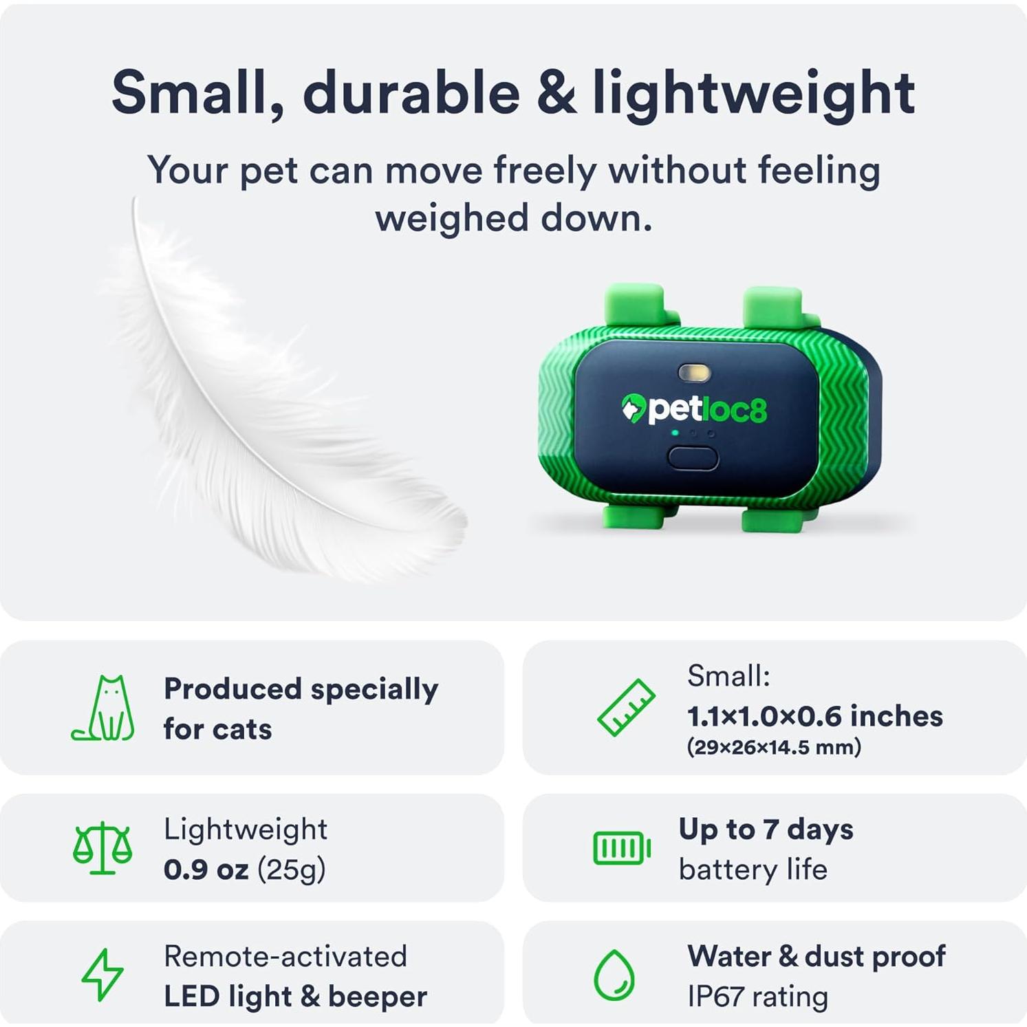 Rastreador GPS para Gatos Petloc8 - Impermeable, 4G, Ligero