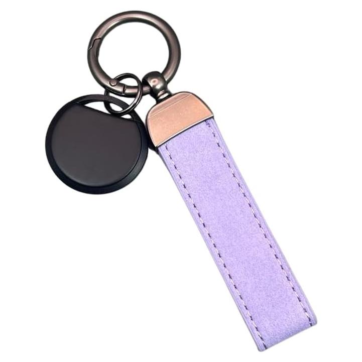 Dispositivo de Seguimiento GPS con Llavero de Cuero - Negro y Púrpura