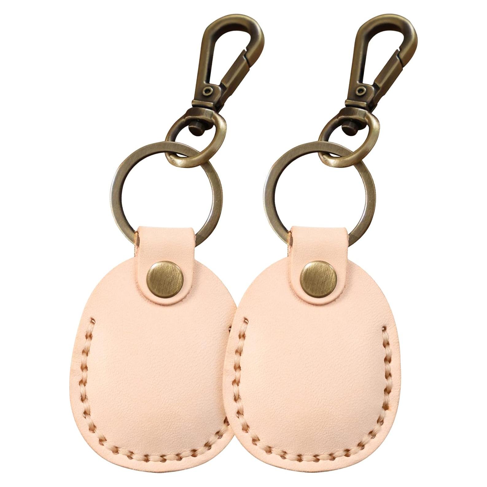 Soporte Airtag Q1T5 Funda de Cuero Genuino Blanco 14x8cm