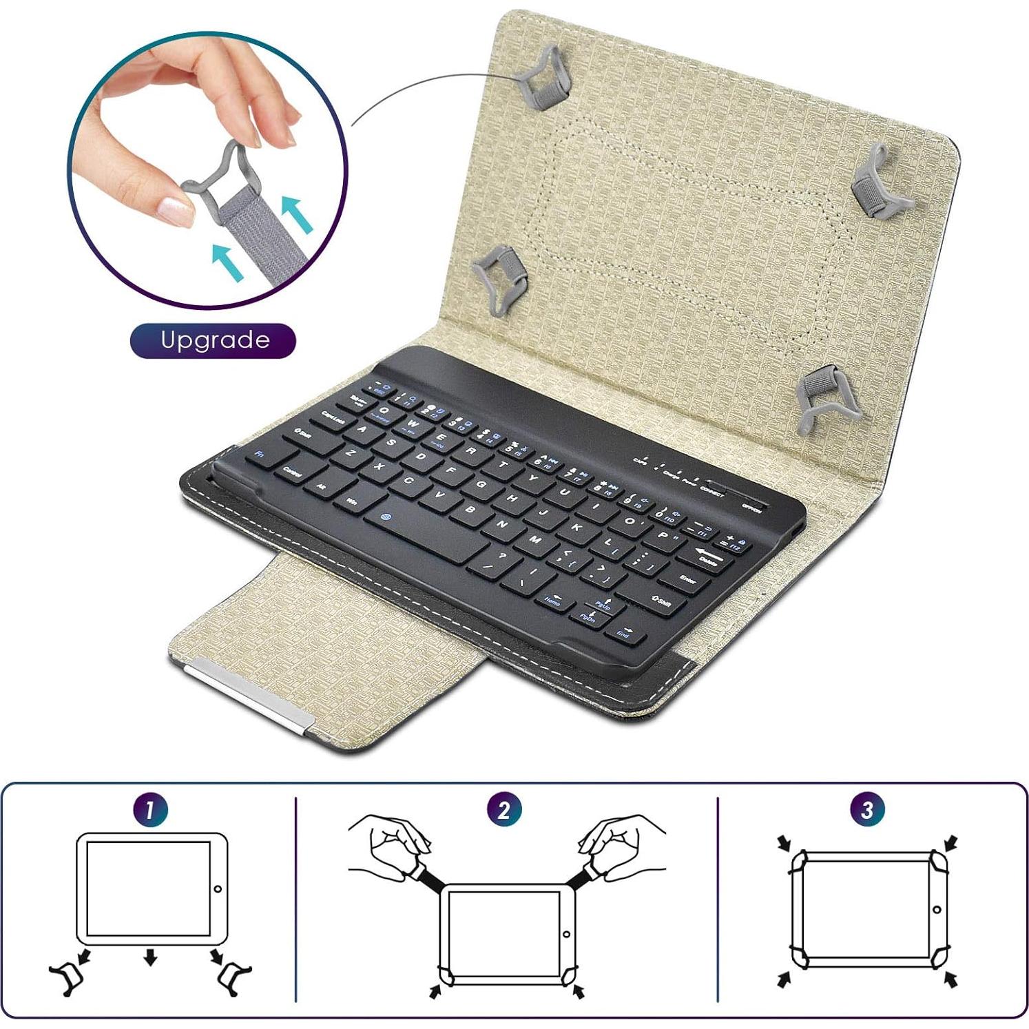 Funda Universal para Tableta 8" DETUOSI con Teclado Bluetooth