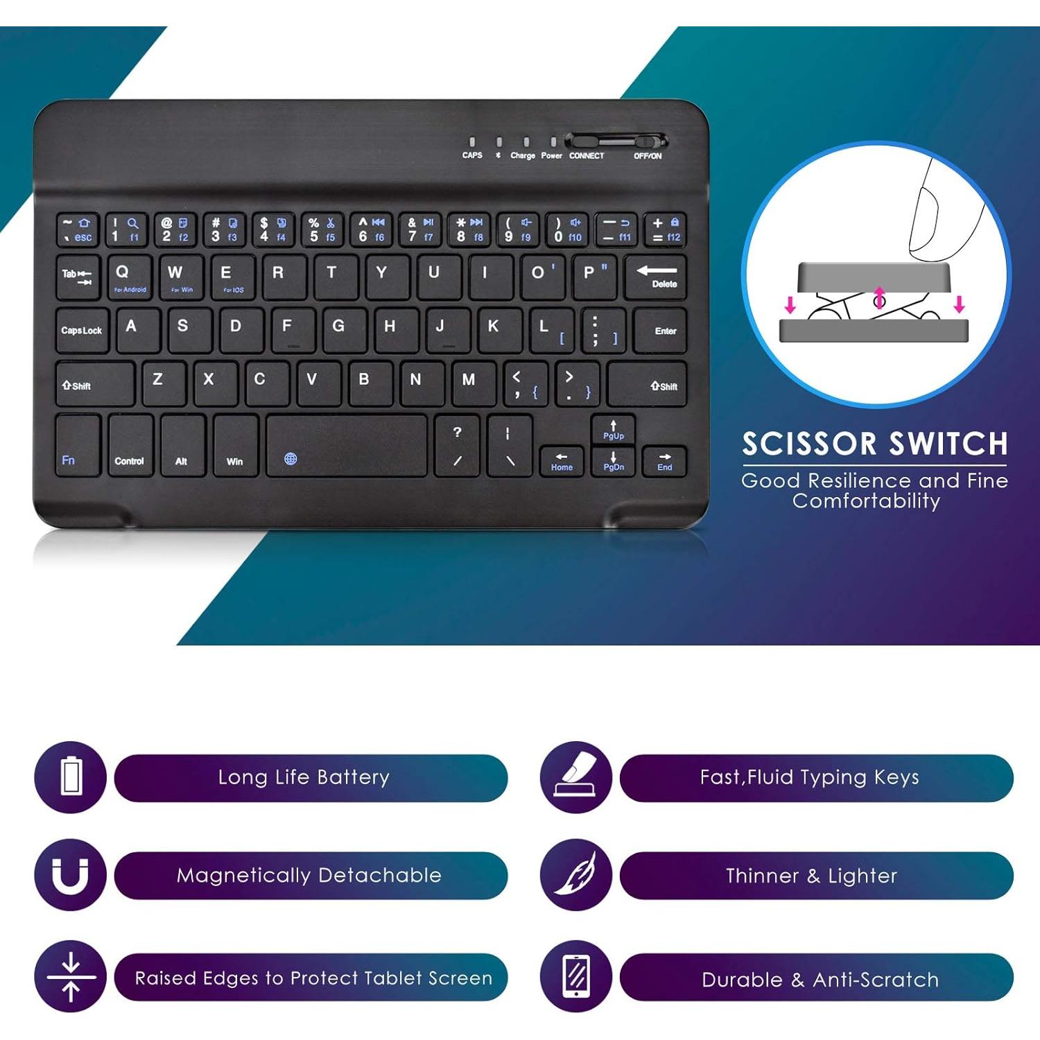 Funda Universal para Tableta 8" DETUOSI con Teclado Bluetooth