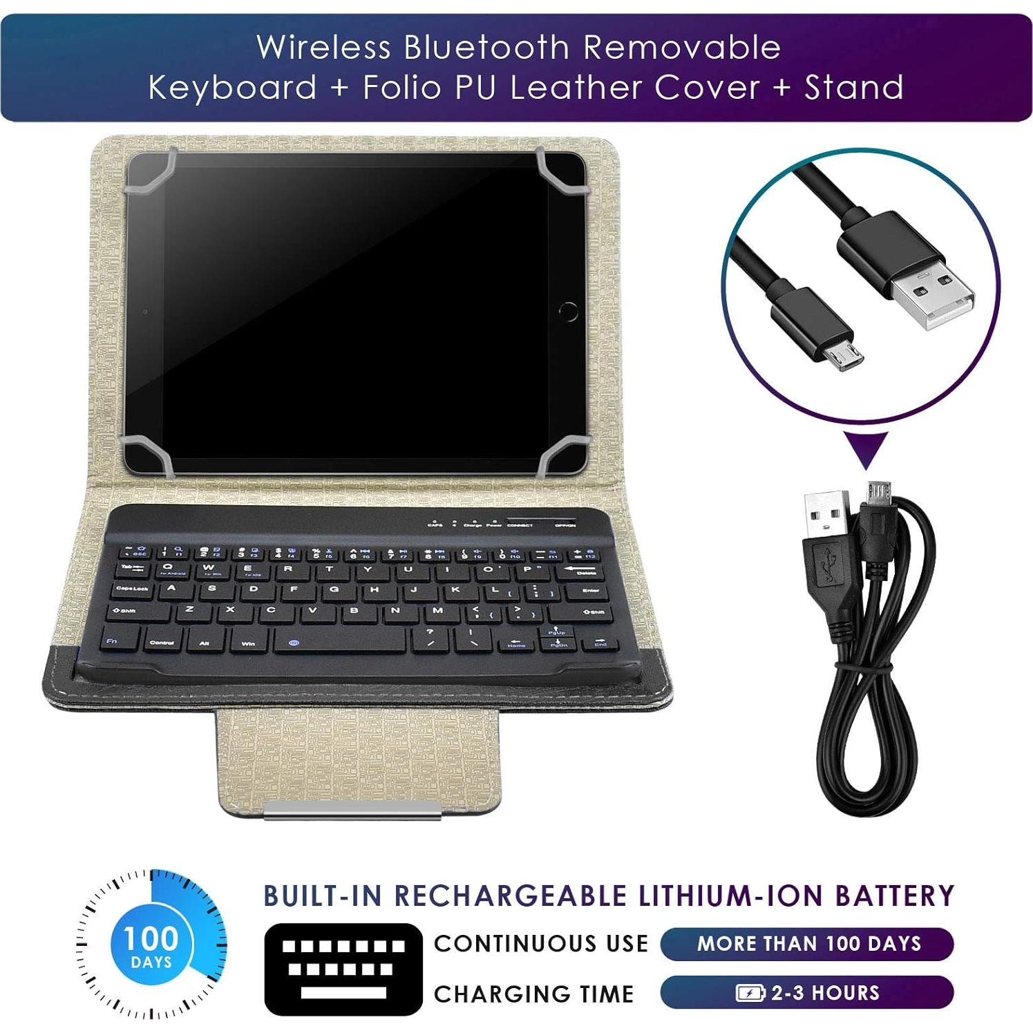Funda Universal para Tableta 8" DETUOSI con Teclado Bluetooth