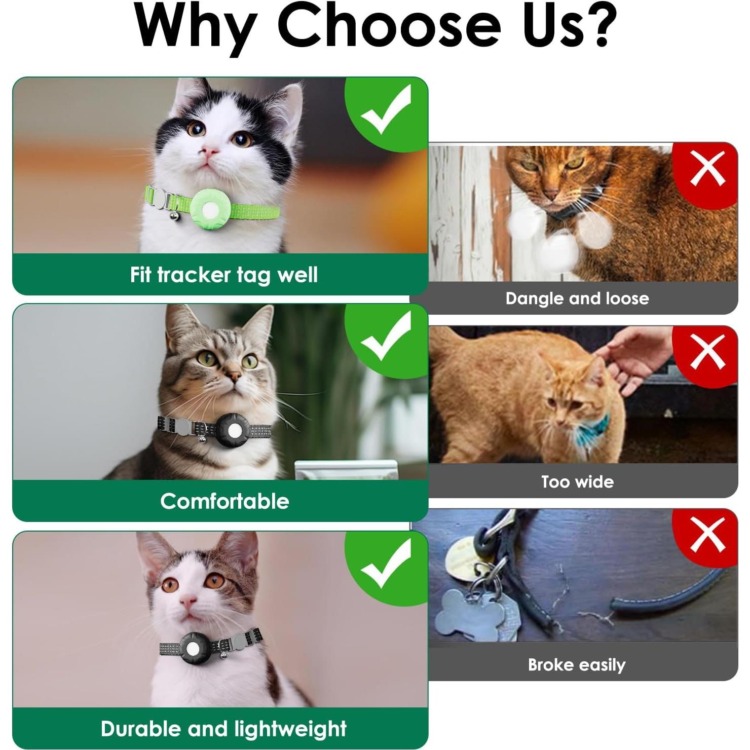 Rastreador GPS para Gatos ZFSJTAG con Collar Verde, Sin Cuota