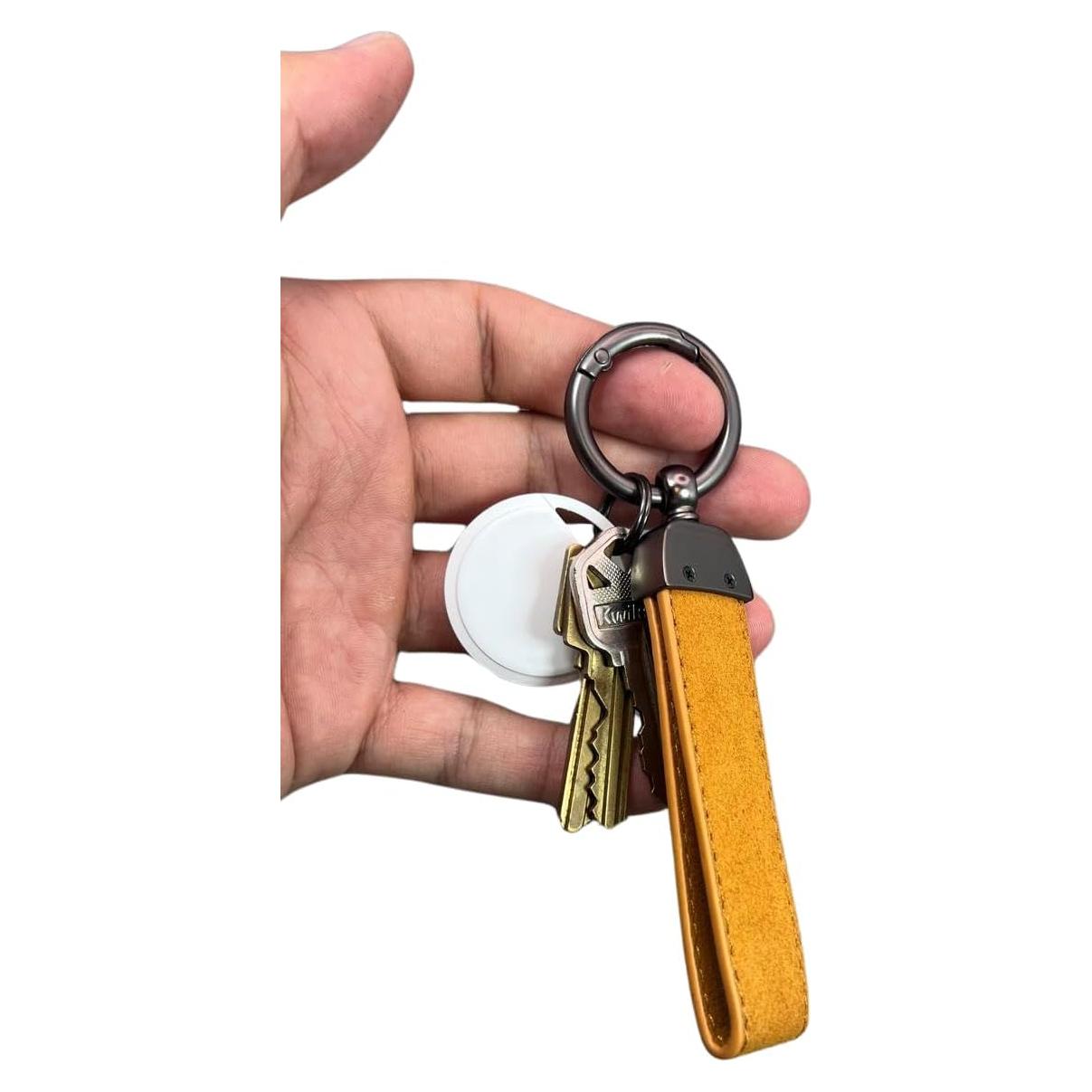 Dispositivo de Seguimiento GPS con Llavero de Cuero - Blanco