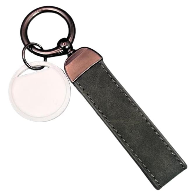 Dispositivo de Seguimiento GPS con Llavero de Cuero - Blanco y Verde