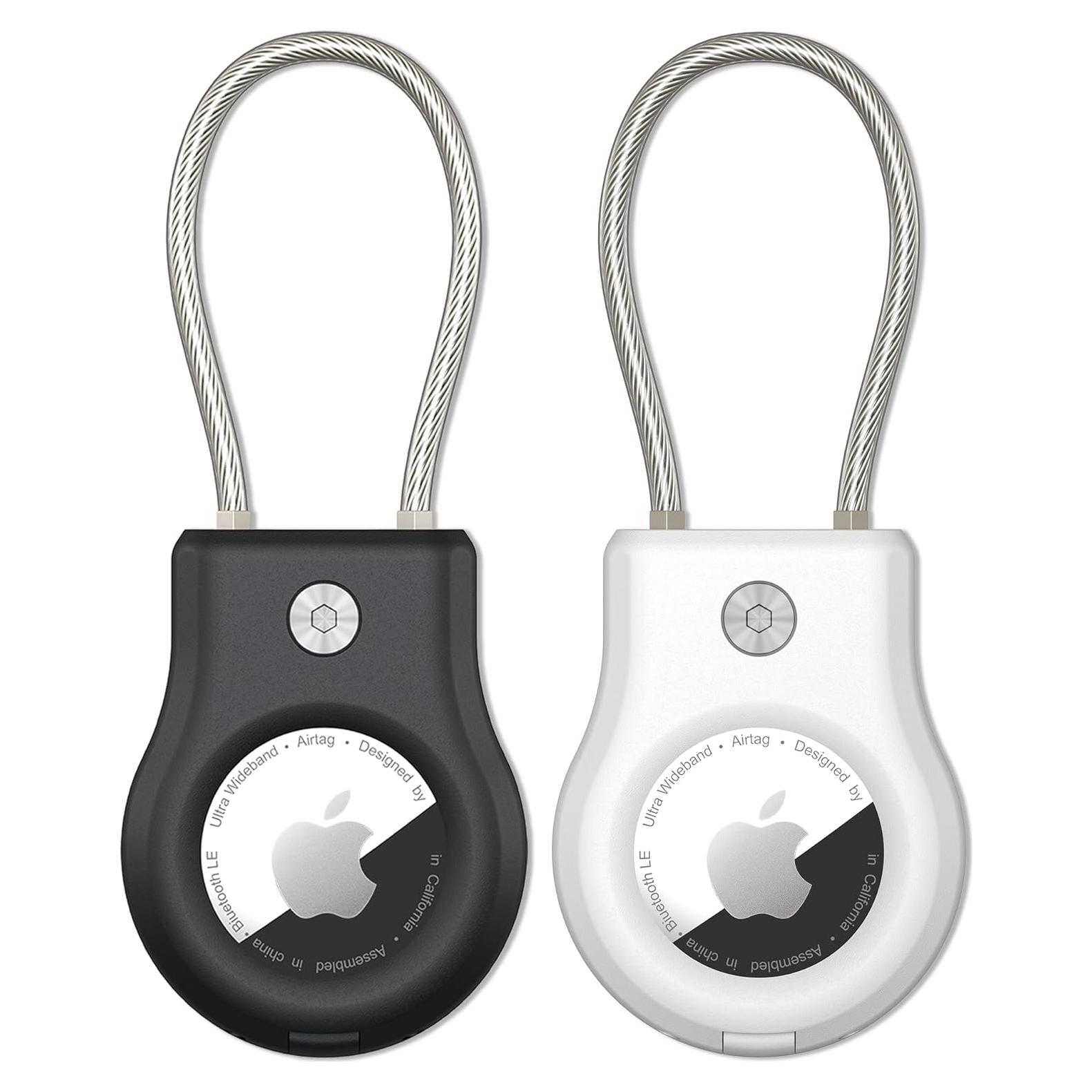 Soporte de Llavero Airtag SCALLOP con Cable de Acero 2 Piezas