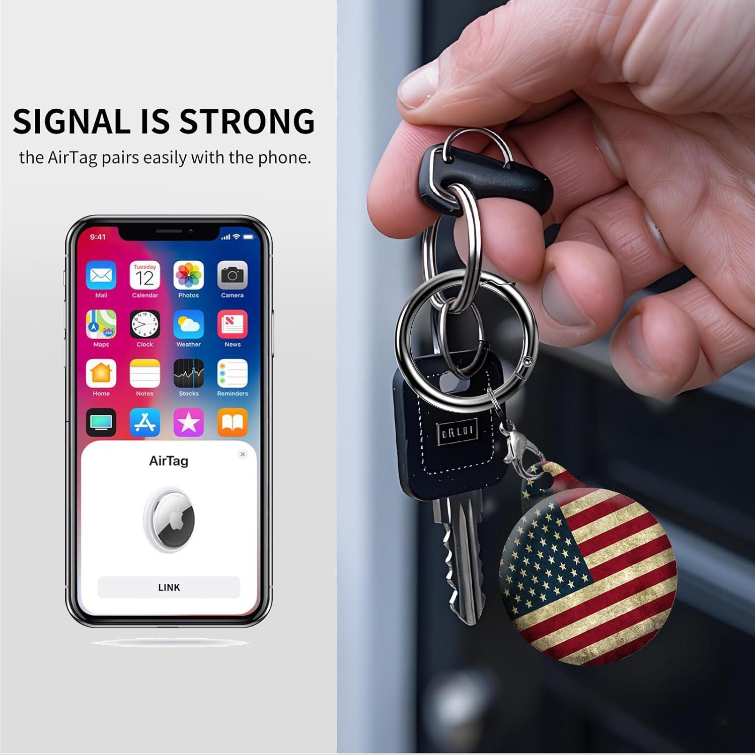 Soporte para AirTag AKPZV con cubierta anti-rayones - Color bandera americana