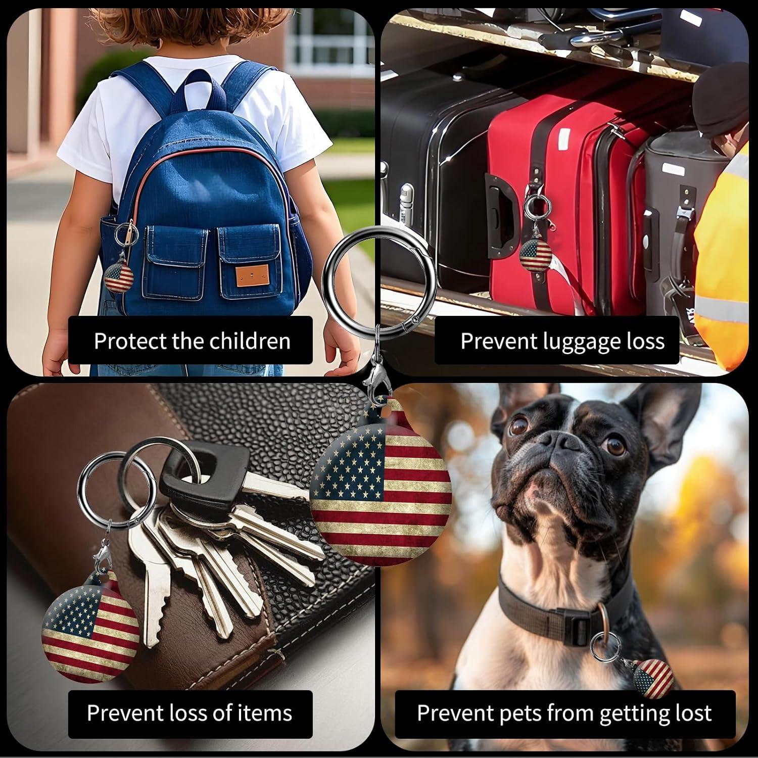 Soporte para AirTag AKPZV con cubierta anti-rayones - Color bandera americana