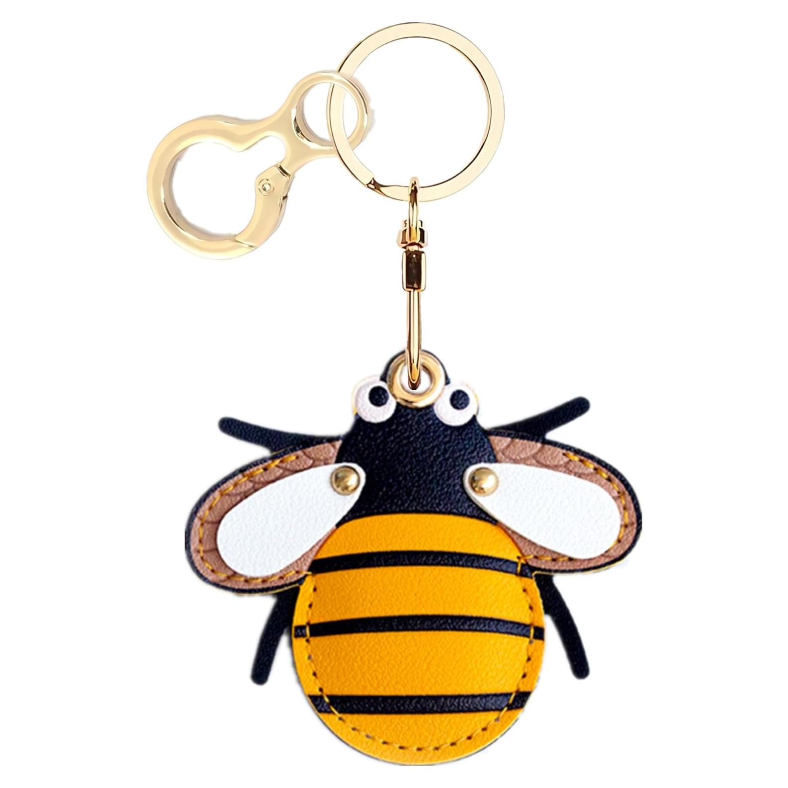 Funda de cuero PU para AirTag BORKUANA - Diseño Abeja