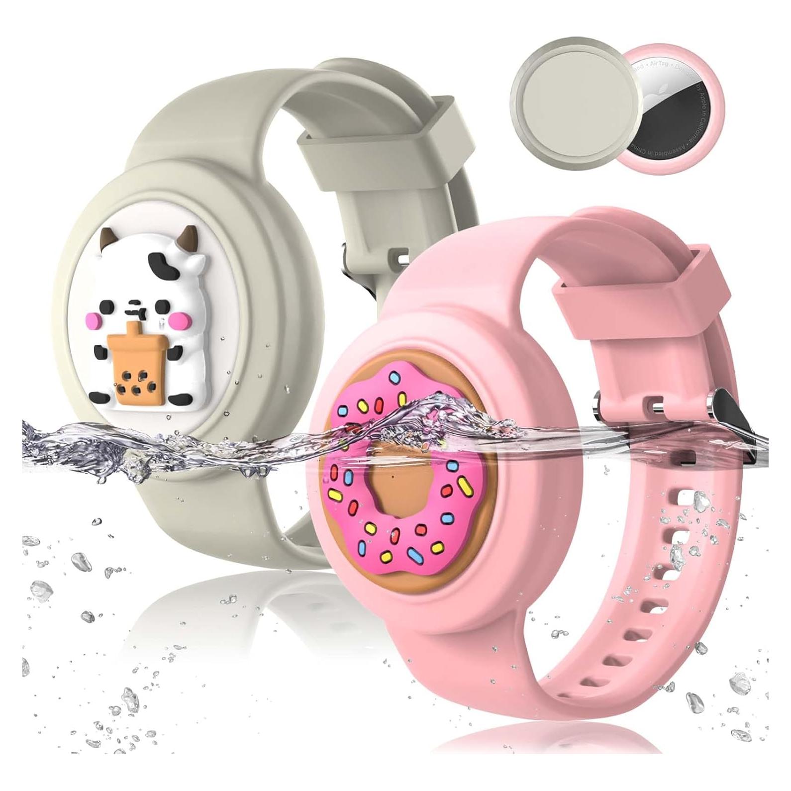 2Pack Pulsera Silicona Impermeable BIQIRE para AirTag Niños