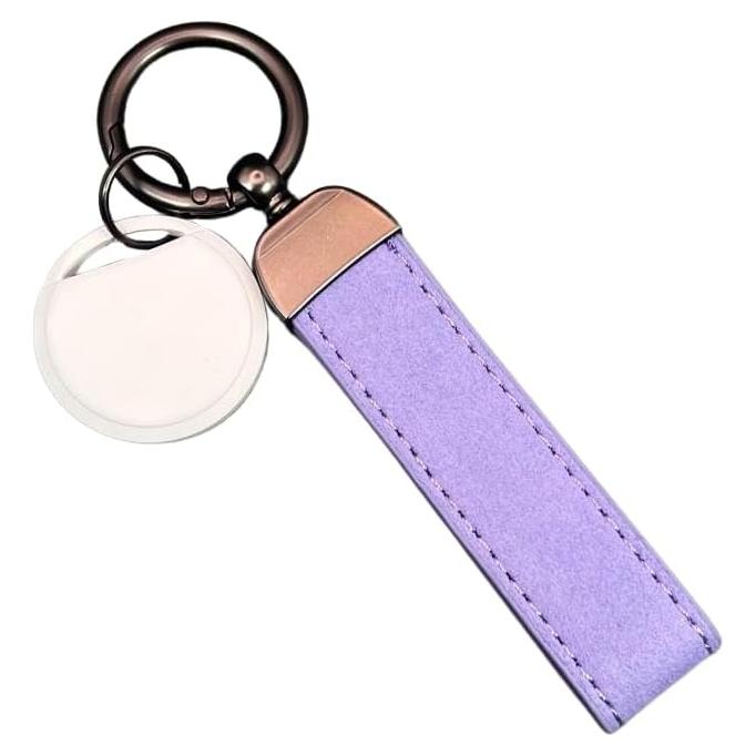 Dispositivo de Seguimiento GPS con Llavero de Cuero - Blanco y Morado