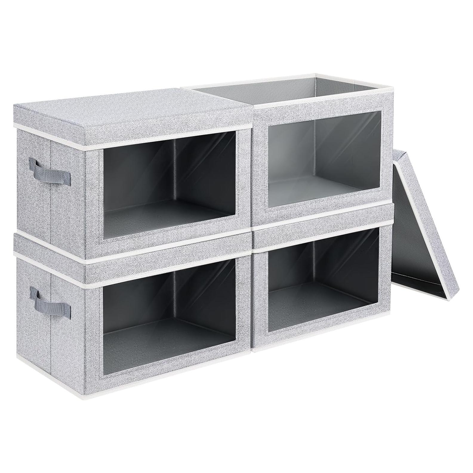 Cajas de Almacenamiento Homsorout 4 Piezas Tela Gris Claro