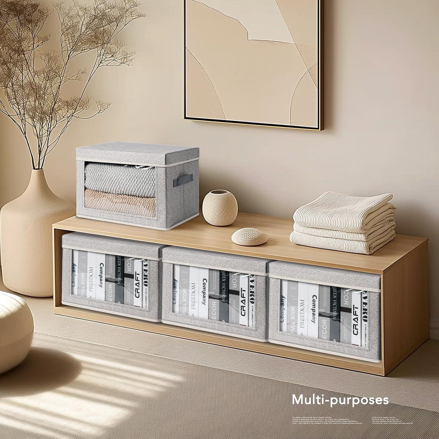 Cajas de Almacenamiento Homsorout 4 Piezas Tela Gris Claro