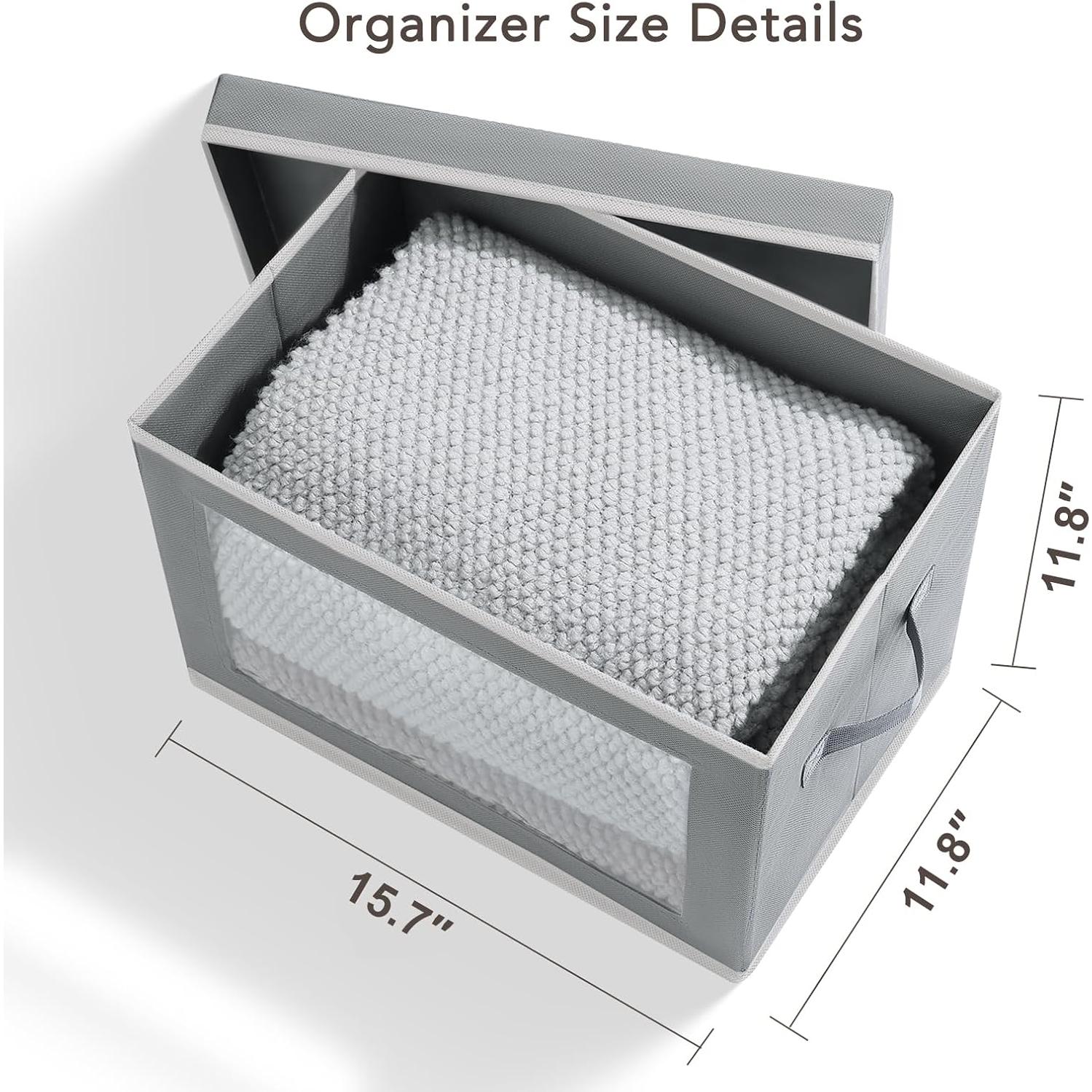 Cajas de Almacenamiento Homsorout 4 Piezas Tela Gris Claro