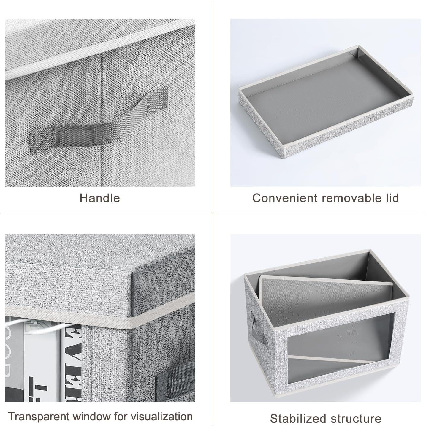 Cajas de Almacenamiento Homsorout 4 Piezas Tela Gris Claro
