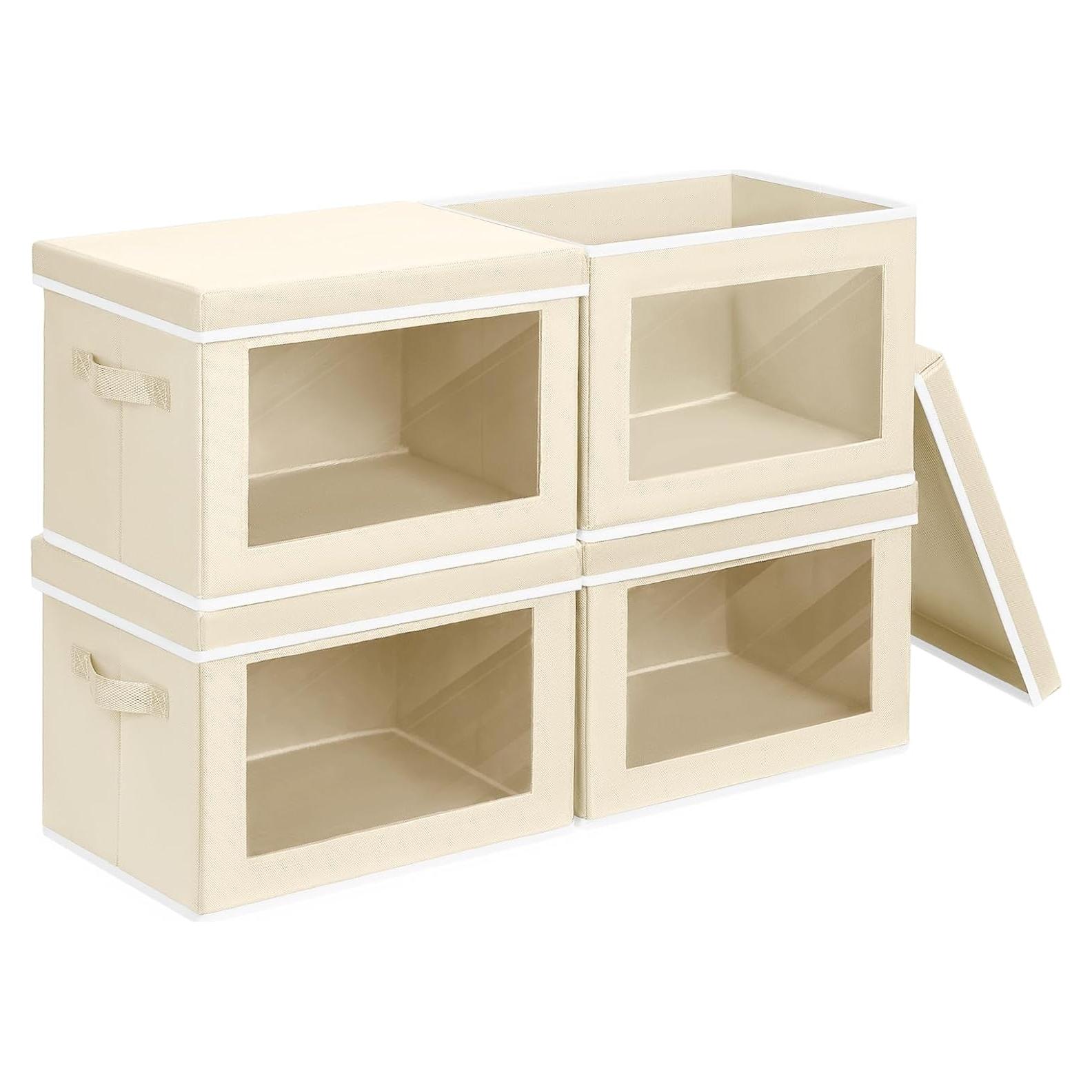 Cajas de Almacenamiento Homsorout 4 Piezas Tela Beige 24L