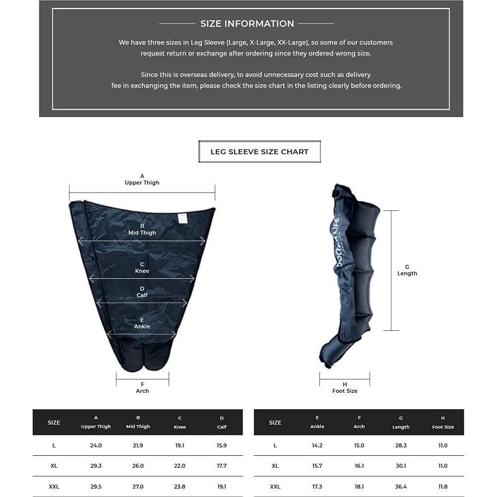 Sistema de Recuperación por Compresión DOCTOR LIFE LX9max - Piernas 2XL