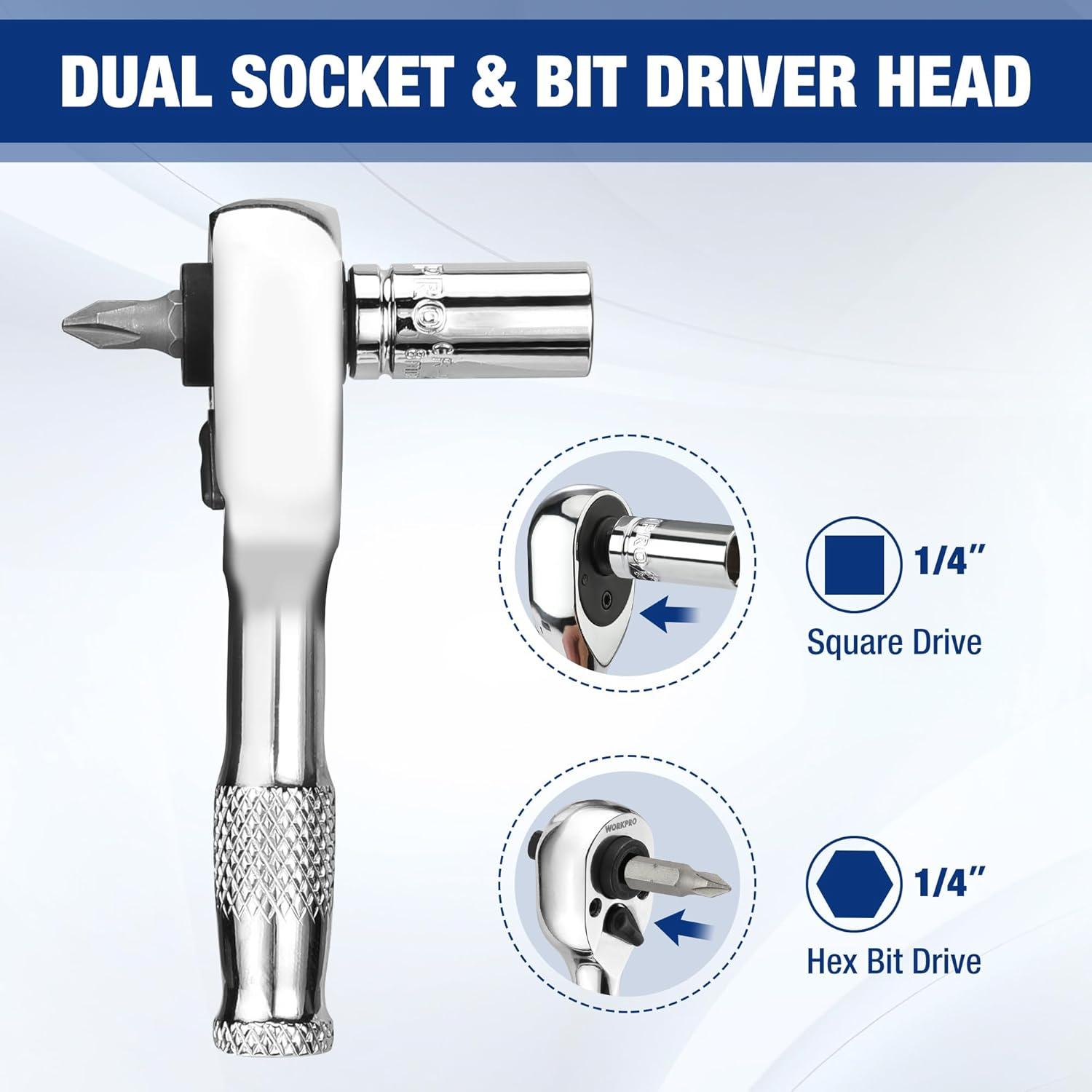 Juego de Llaves de Carraca WORKPRO 16 PCS, Acero Aleado