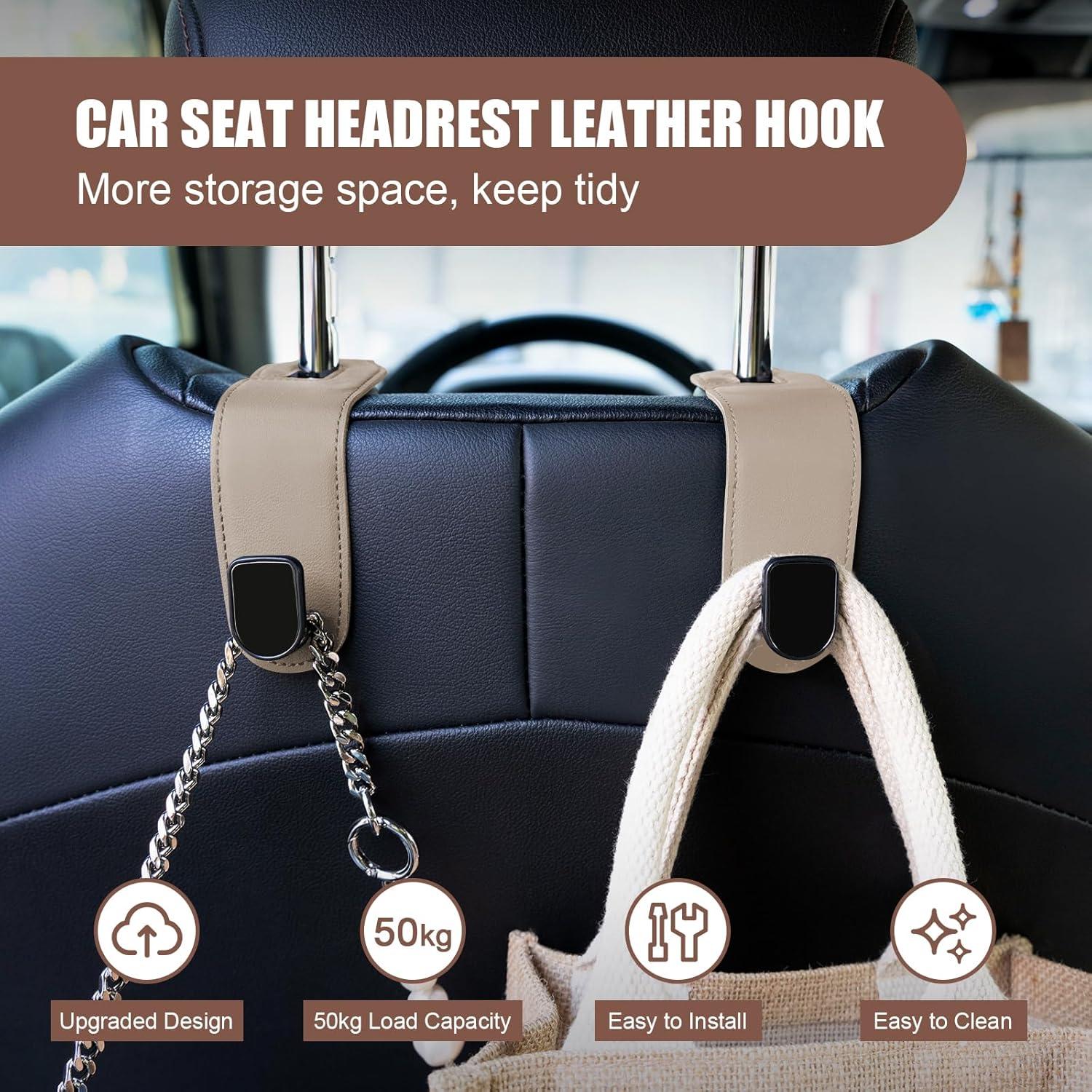 Ganchos de reposacabezas para coche Rislobx - 2 piezas Beige A